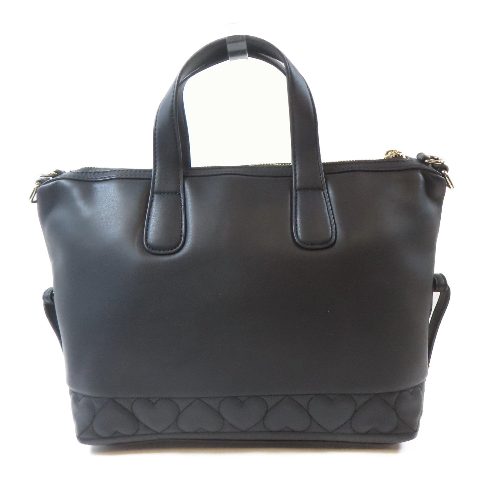 MOSCHINO 塗層帆布2 Way Shoulder金扣手挽肩背兩用袋黑色