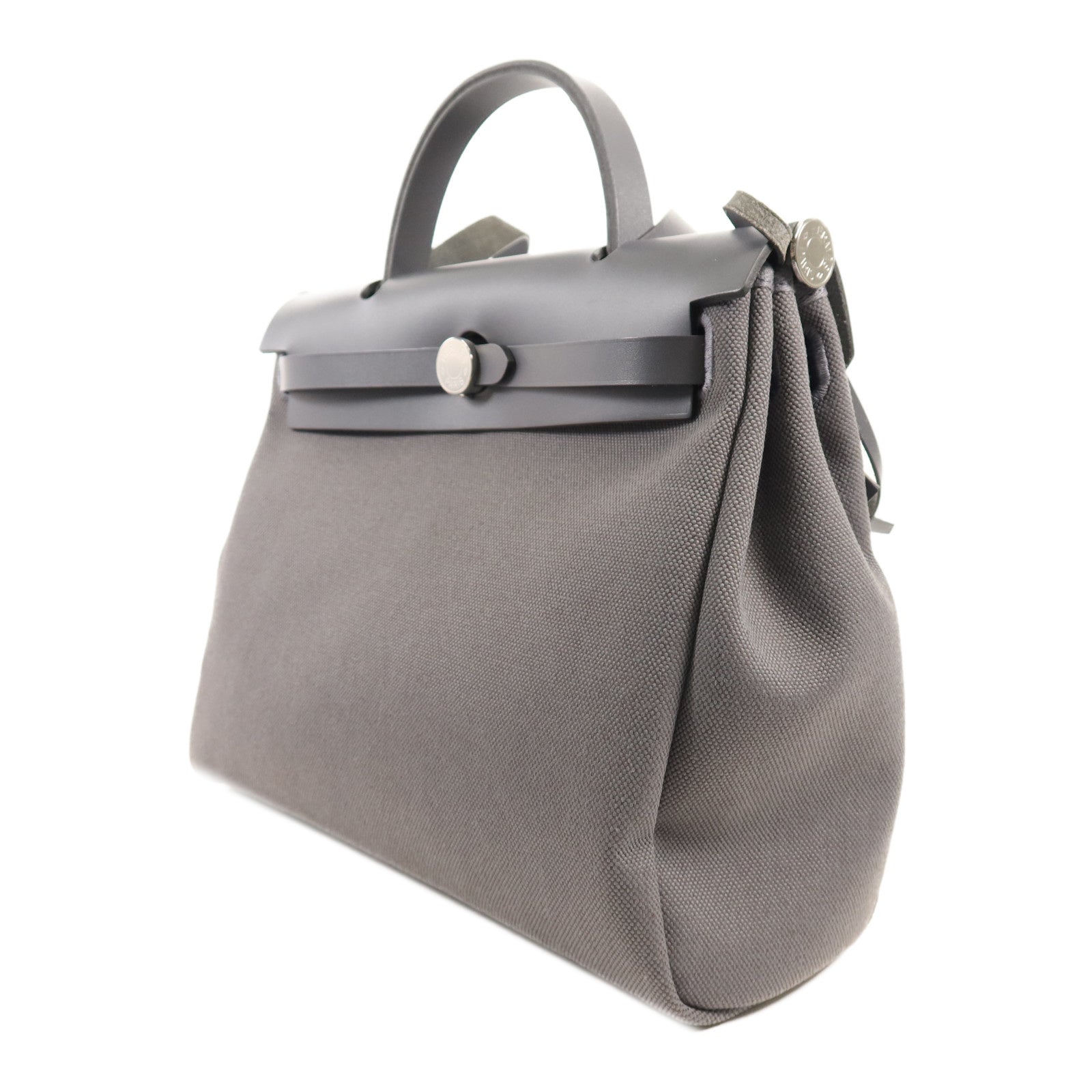 HERMES 帆布Herbag 31銀扣手挽肩背兩用袋Ardoise