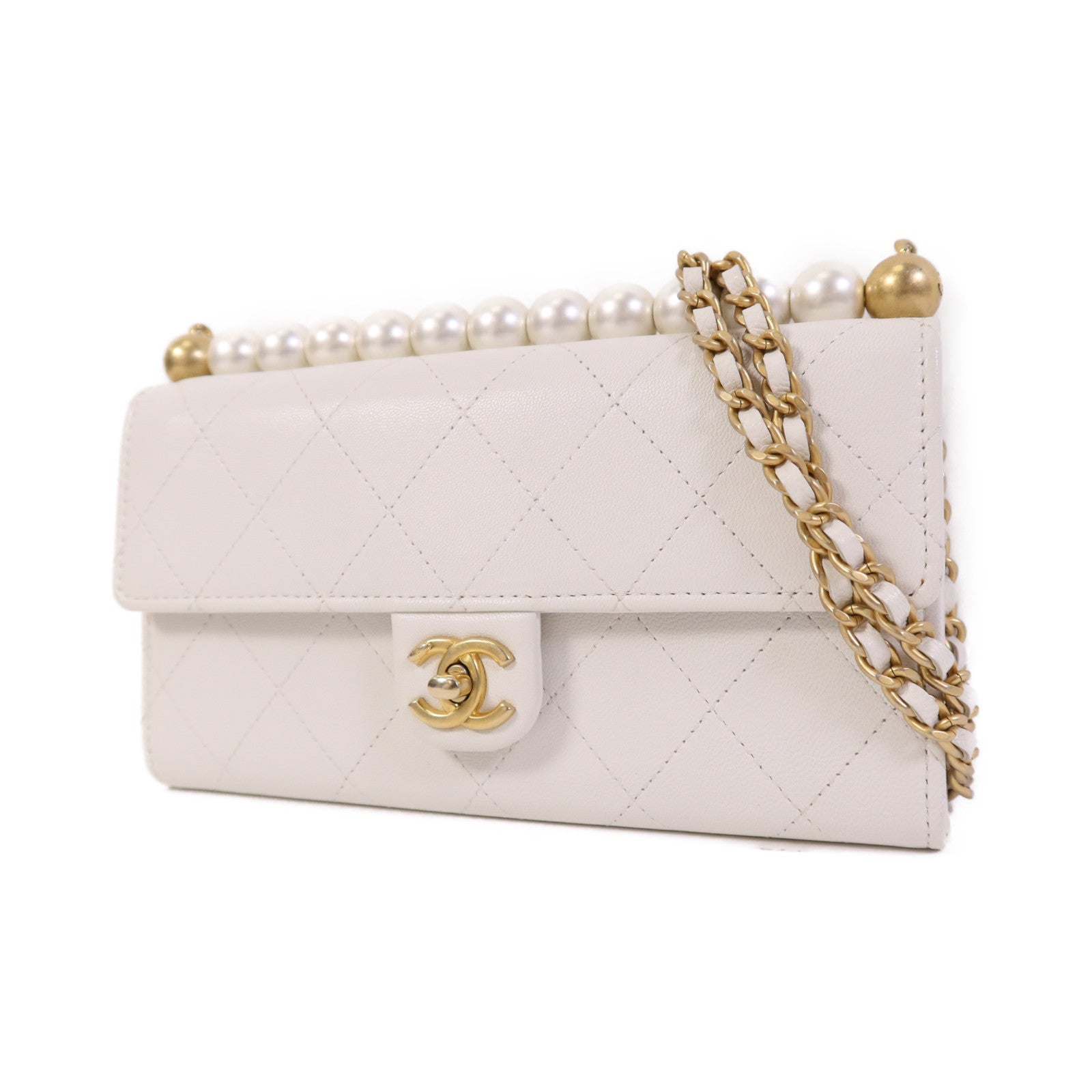 CHANEL 羊皮皮革WOC Wallet On Chain金扣鏈帶肩背袋