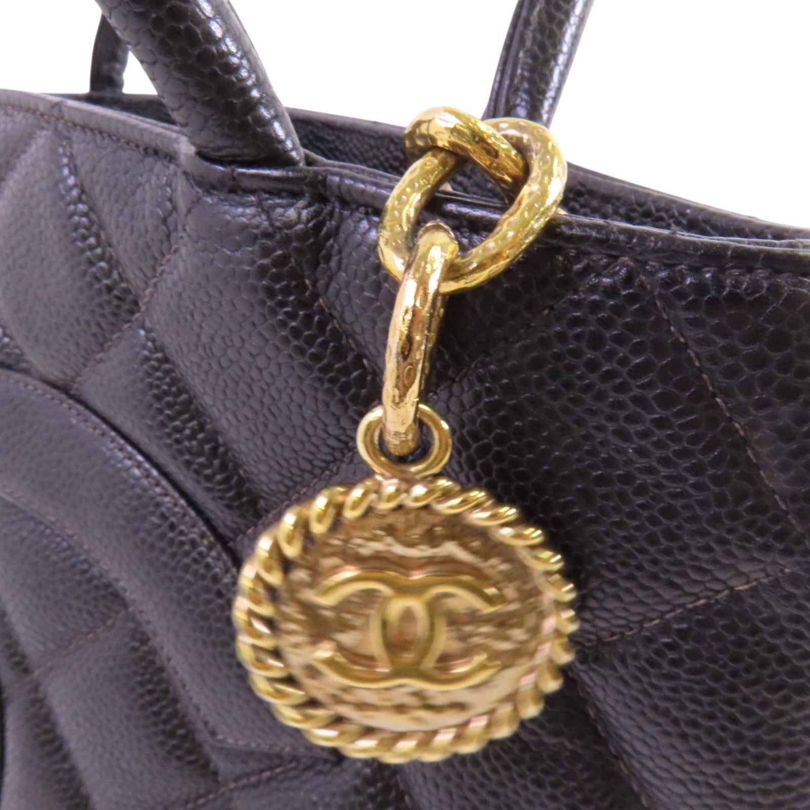 CHANEL 牛皮皮革Vintage Hand Bag金扣手挽袋