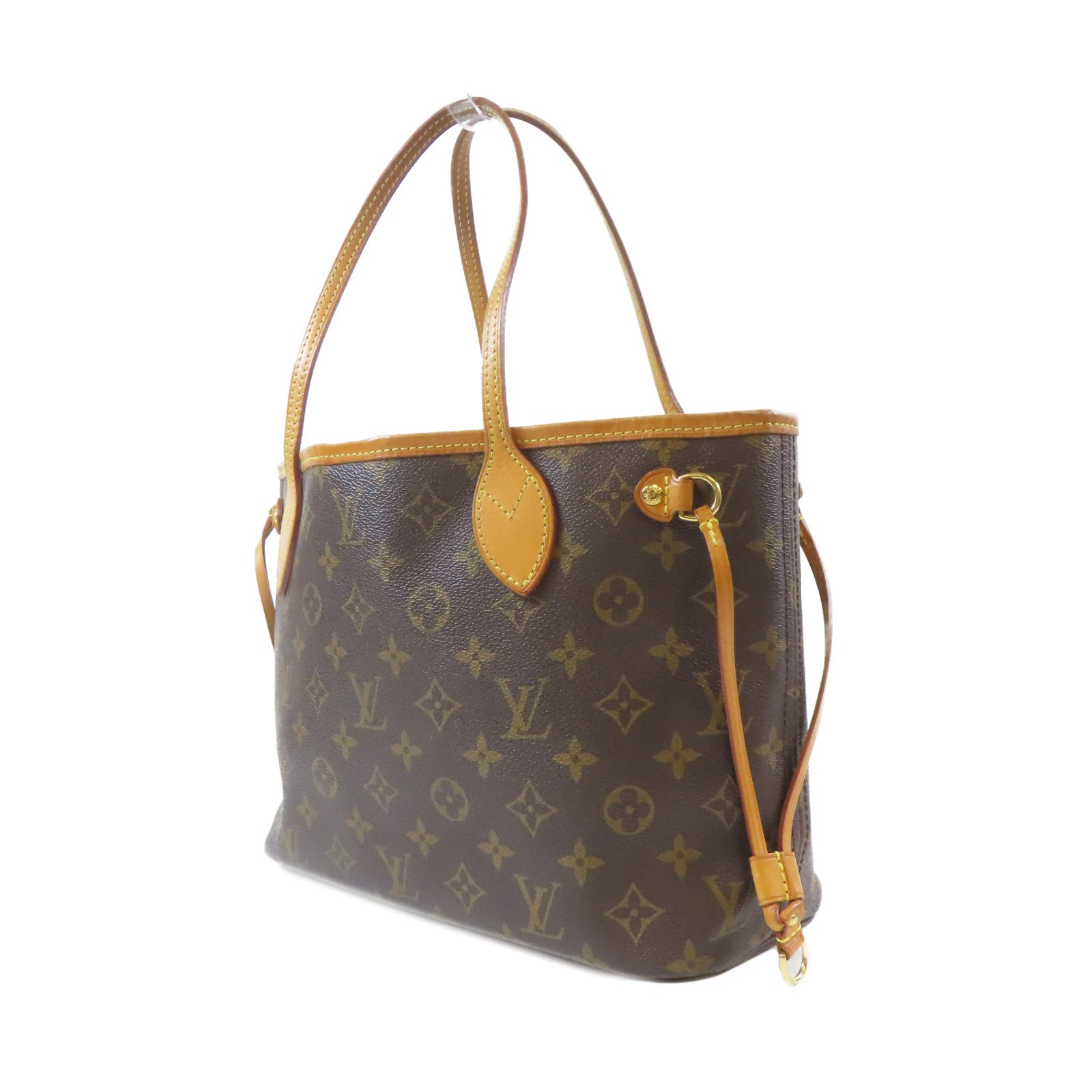 LOUIS VUITTON Monogram Neverfull PM金扣手挽袋啡色