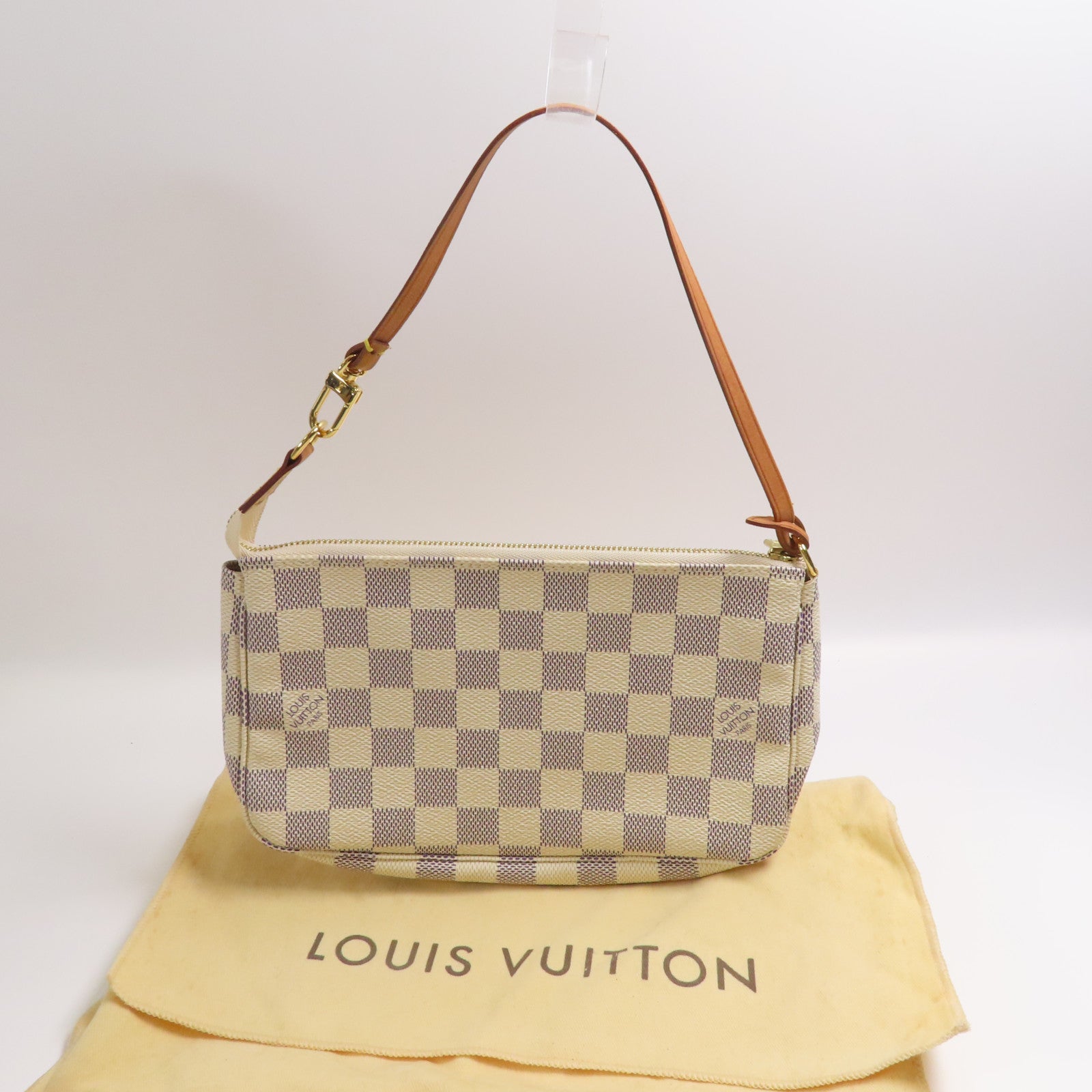 LOUIS VUITTON Damier Azur Pochette Accessooires金扣手挽袋