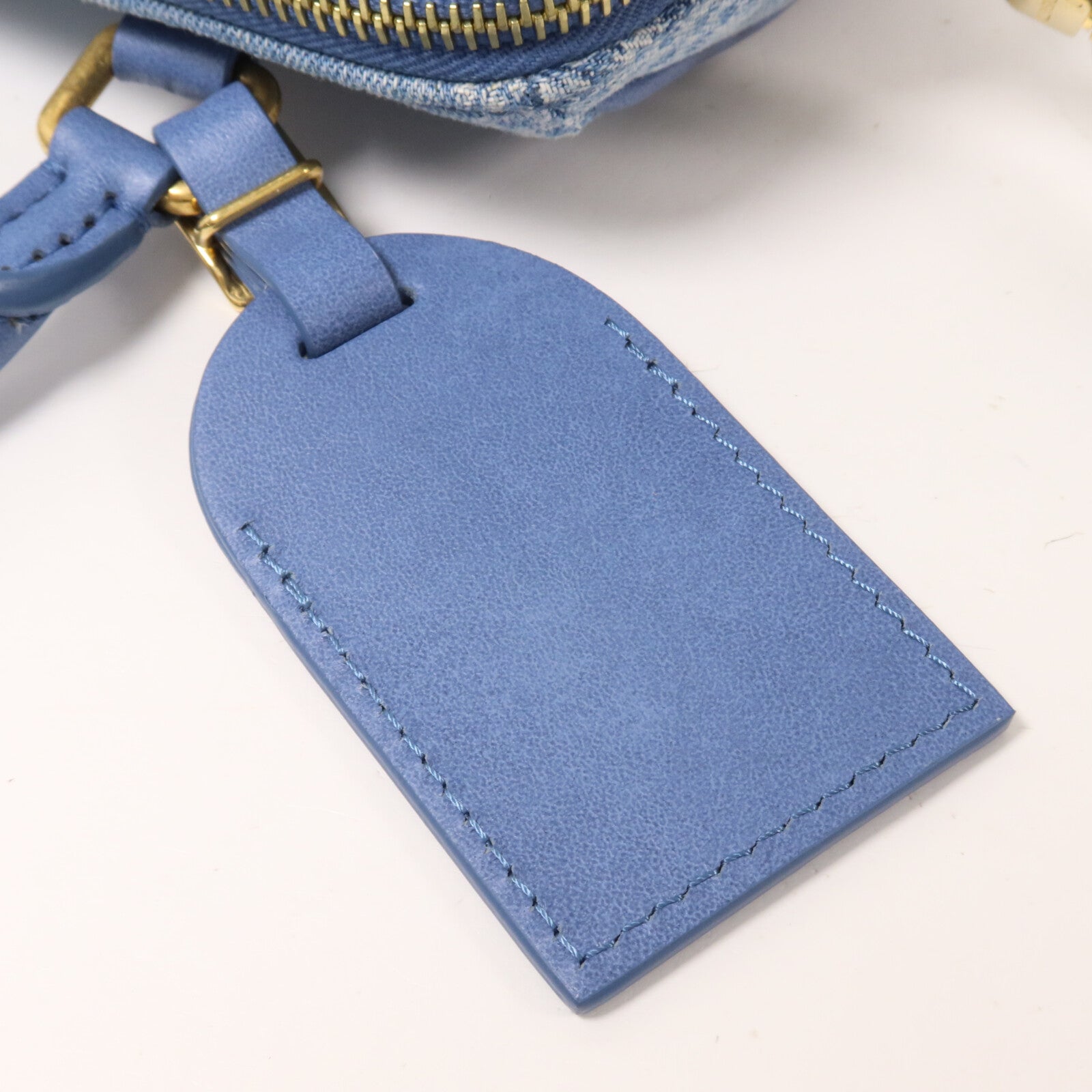 LOUIS VUITTON Damier Denim/牛皮皮革Speedy Bandouliere 18手挽肩背兩用袋