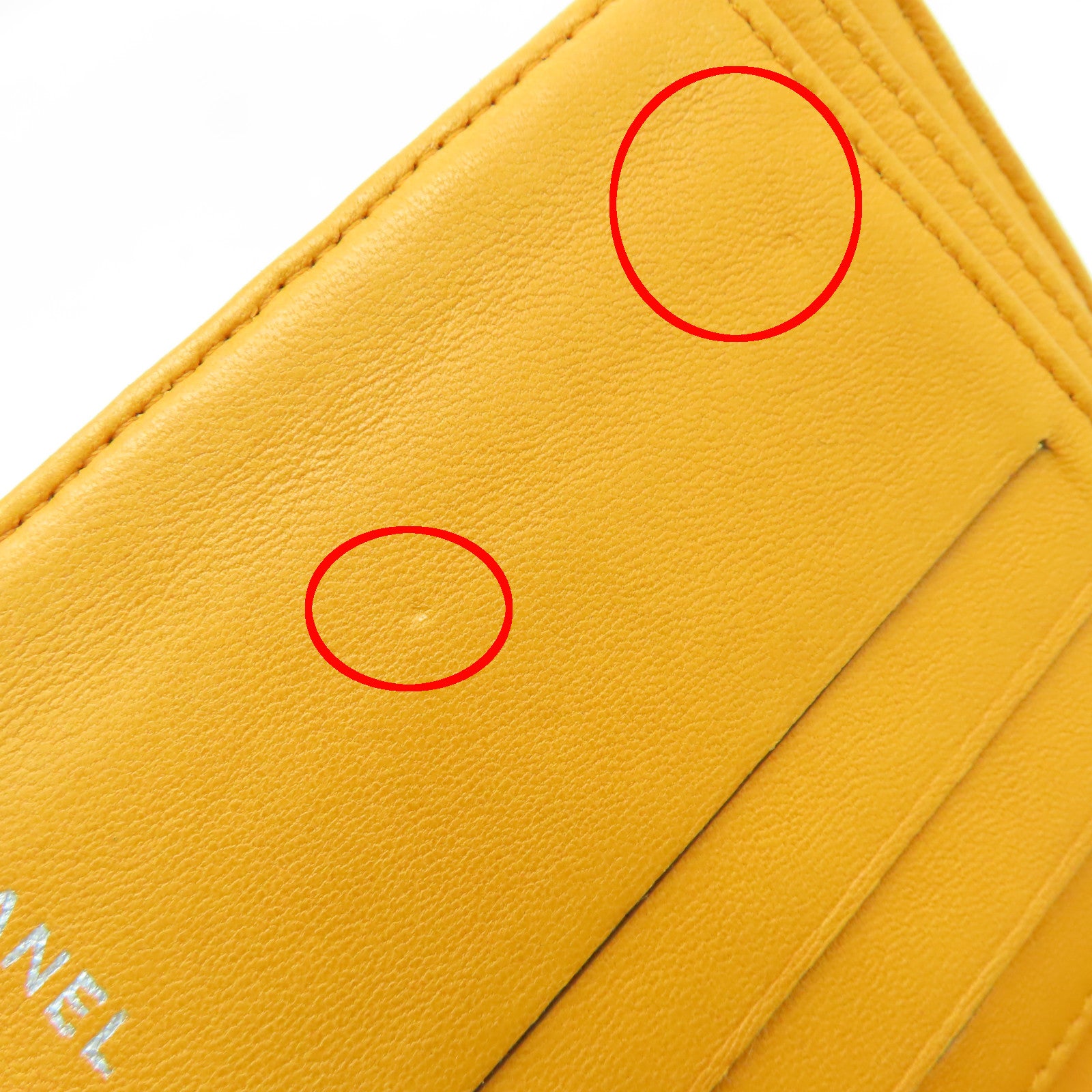 CHANEL 菱格羊皮皮革Wallet銀扣錢包橙色
