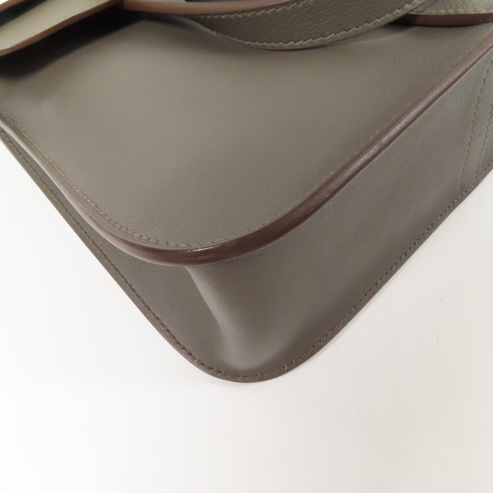 HERMES Evercolor皮革Halzan 25金扣手挽肩背兩用袋Etain