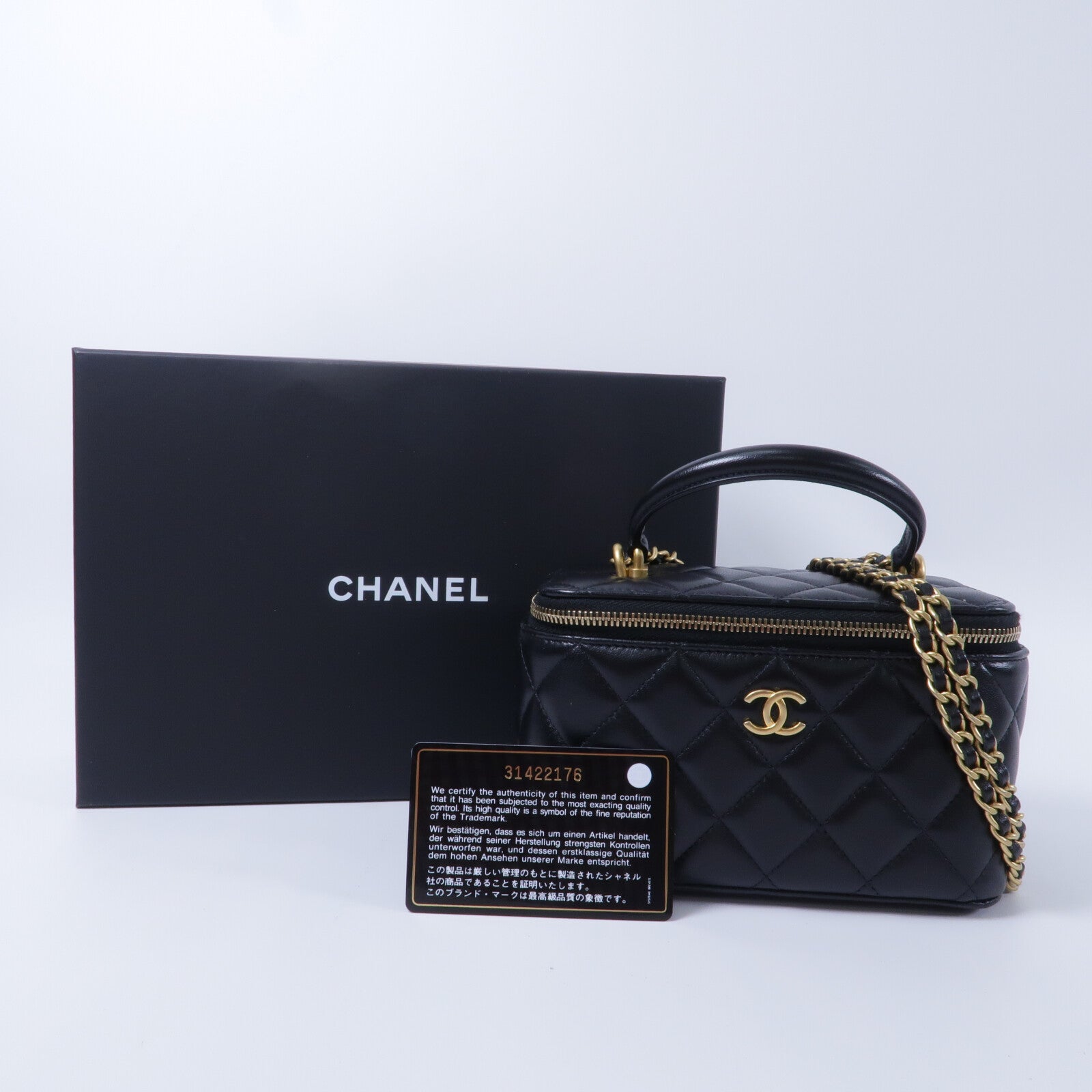 CHANEL 羊皮皮革Top Handle Vanity Case手挽肩背兩用袋