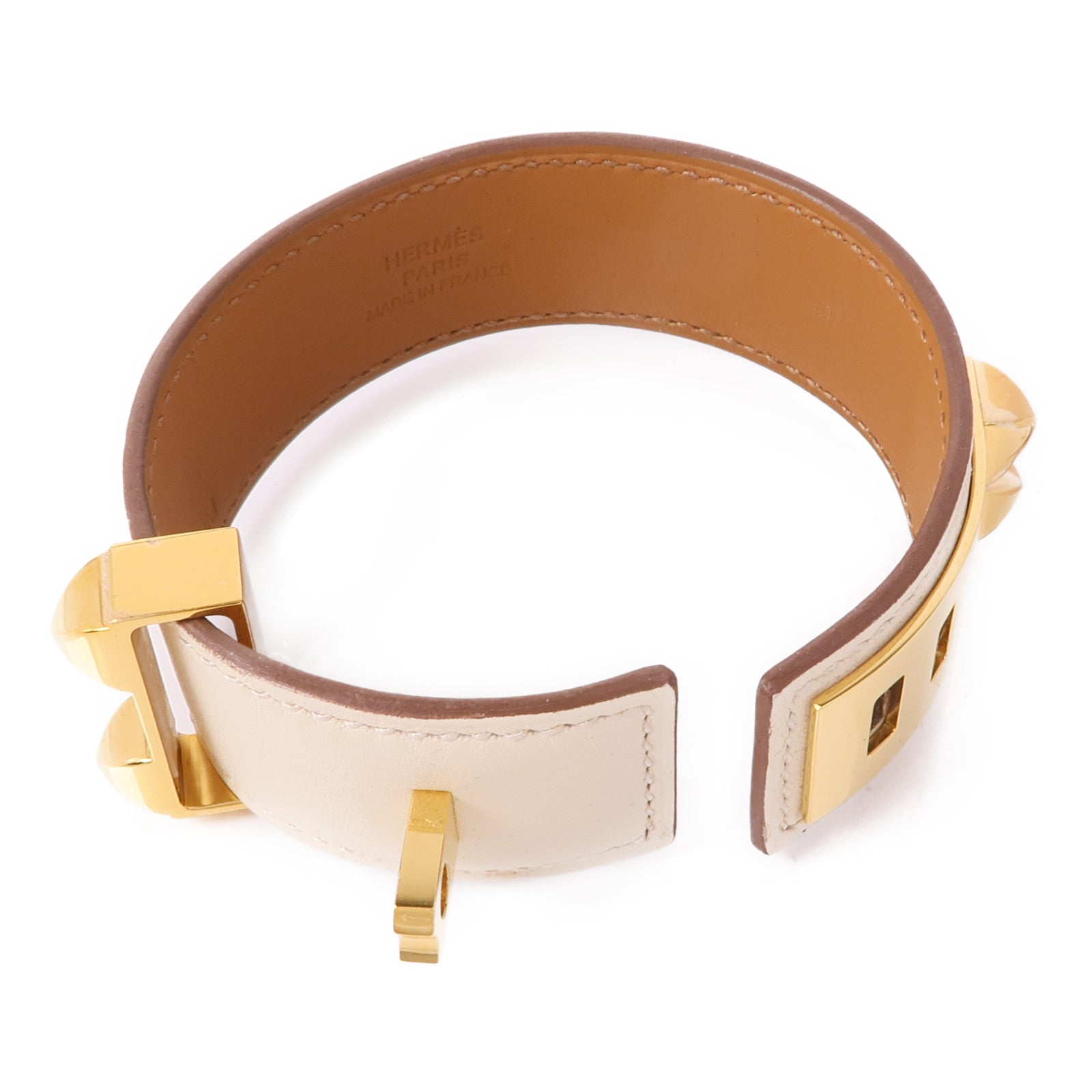 HERMES Swift皮革Collier De Chien 24 Bracelet金扣手鐲Nata