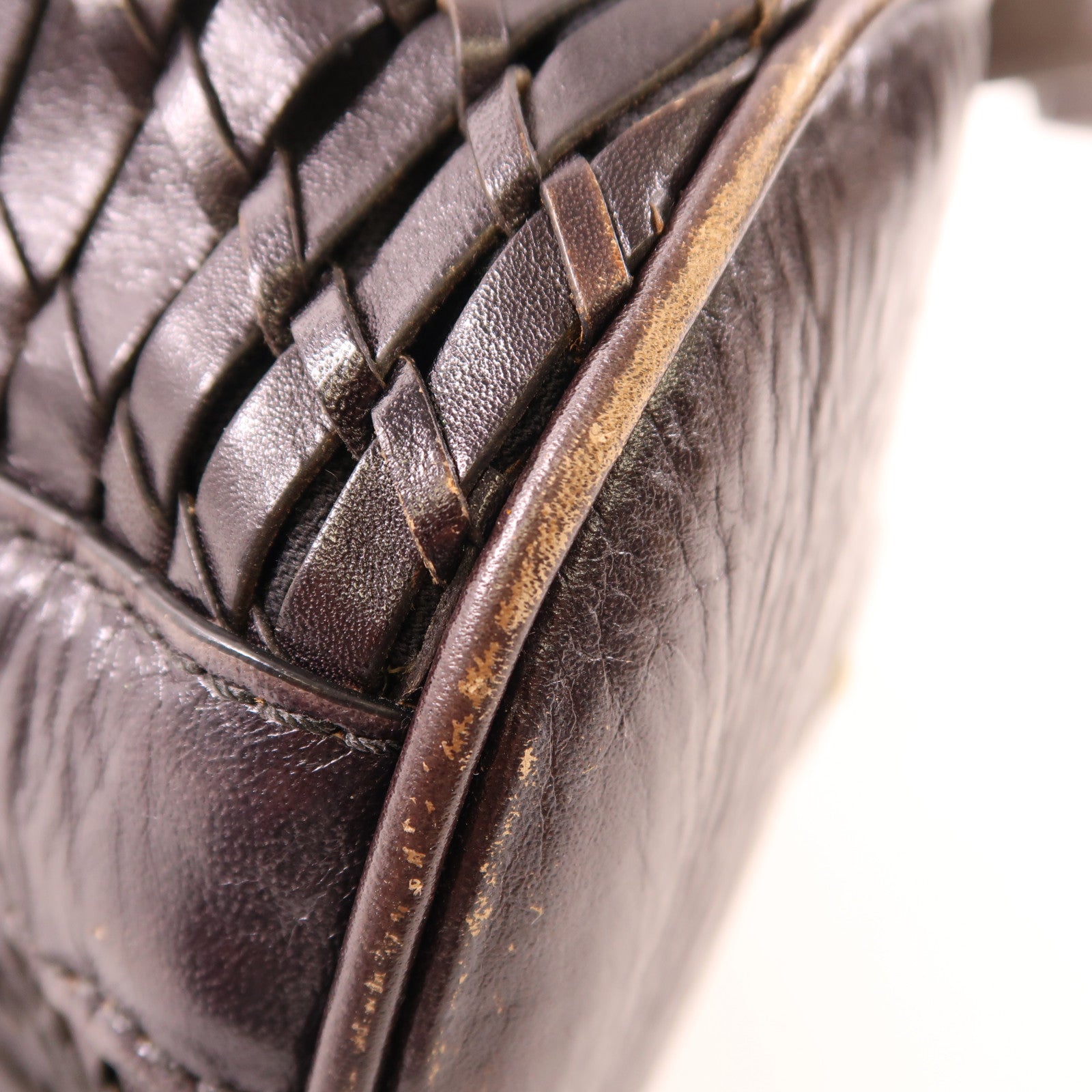 COLE HAAN GHW Shoulder Bag Handbag Calfskin Leather Dark Brown