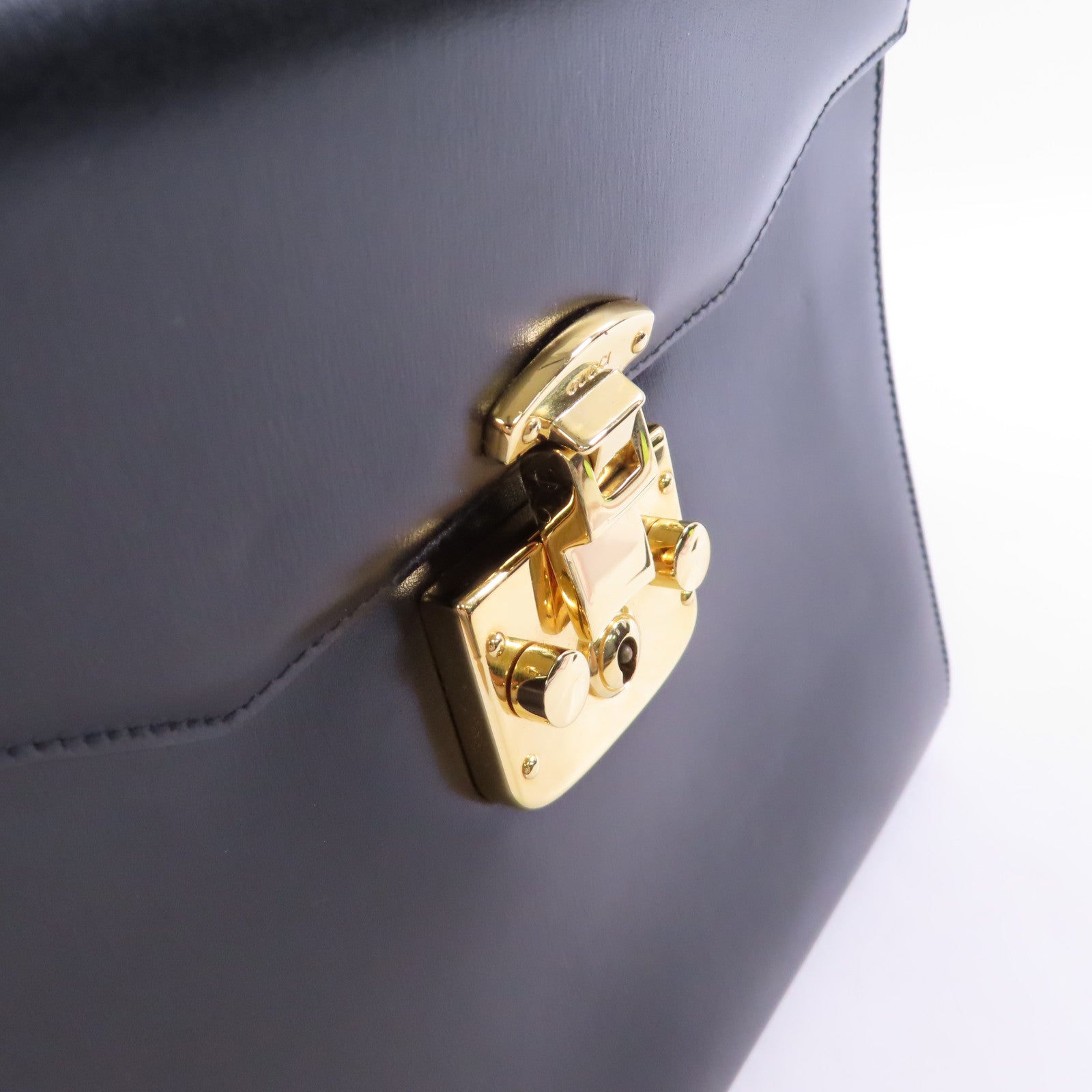 GUCCI 牛皮皮革Vintage Lady Lock Hand Bag金扣手挽袋黑色