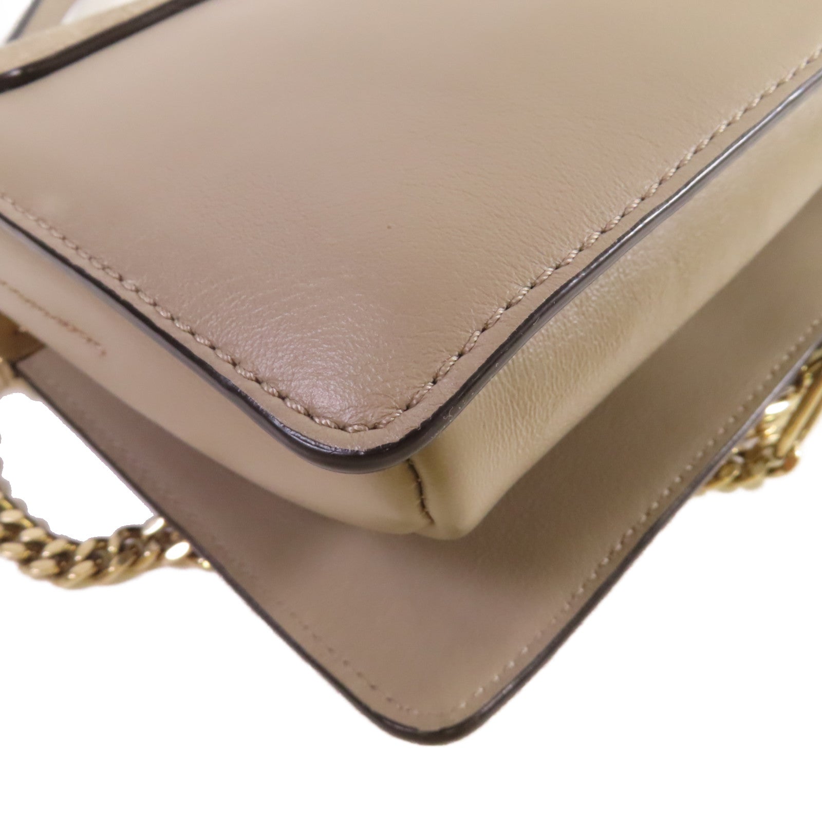 Chloe 牛皮皮革/麂皮皮革Faye Small Bag Shoulder Bag金扣鏈帶肩背袋灰色