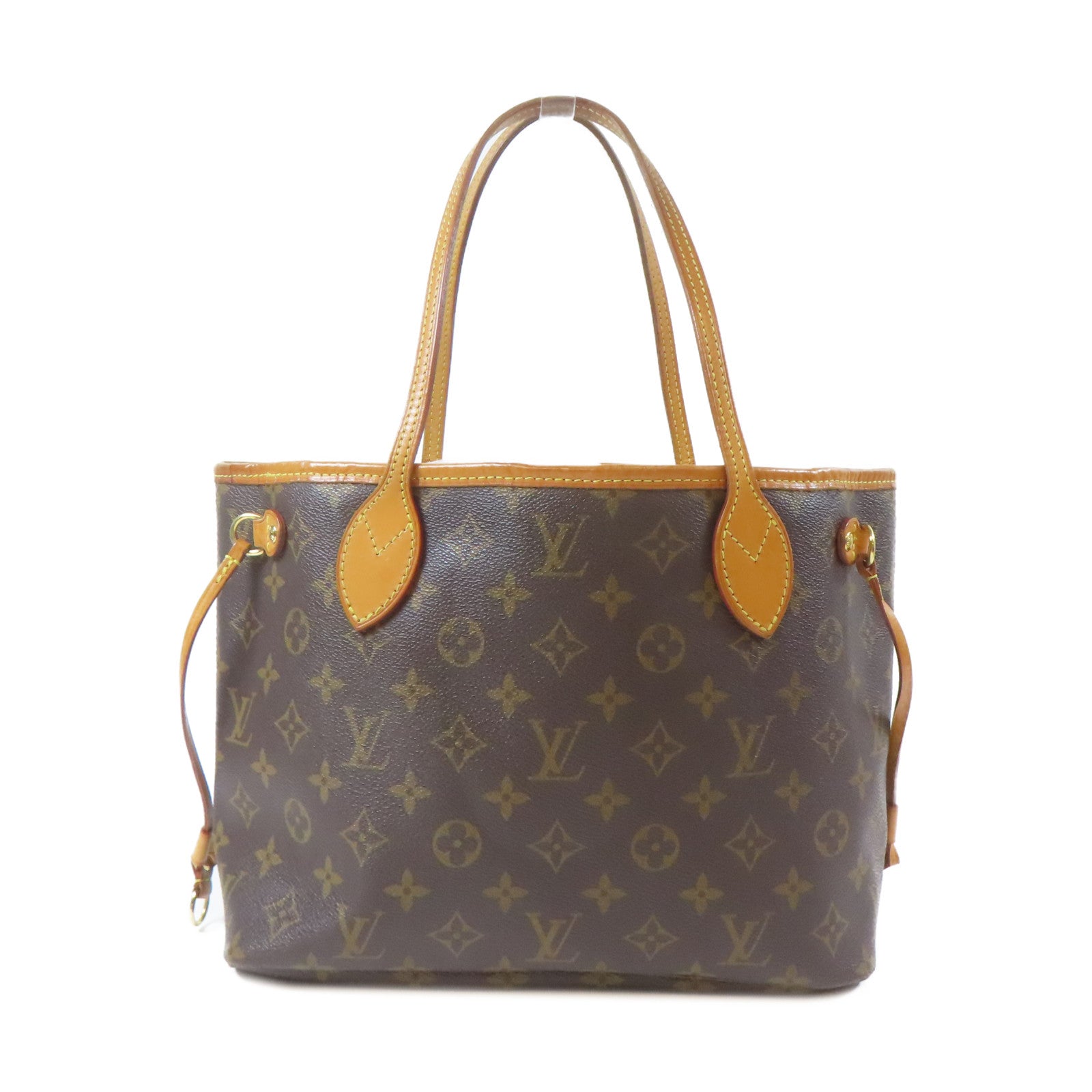 LOUIS VUITTON Monogram Neverfull PM金扣手挽袋啡色