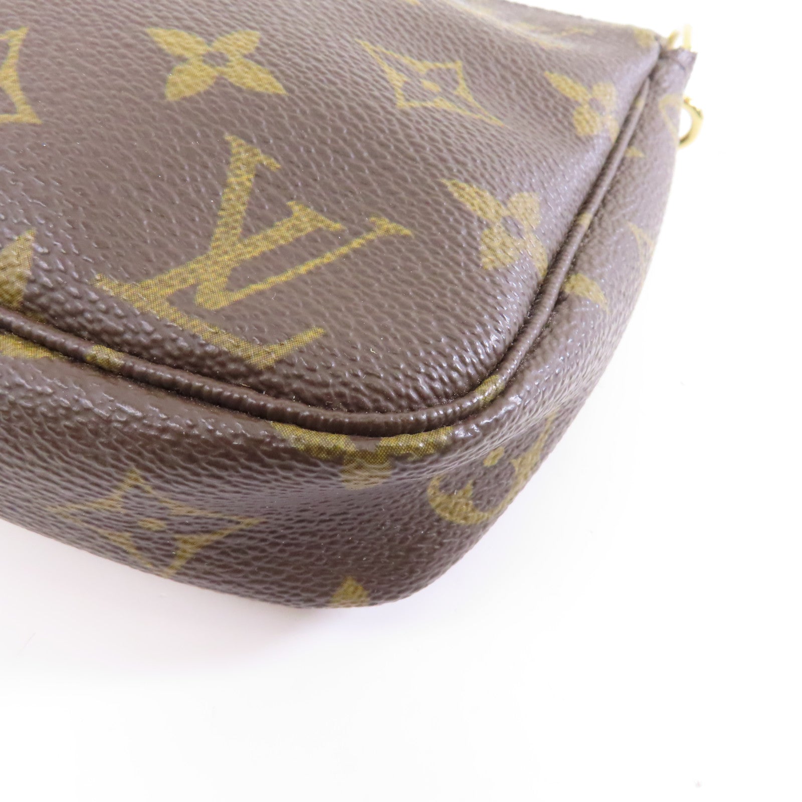 LOUIS VUITTON Monogram Pochette Accessoires金扣手挽袋啡色