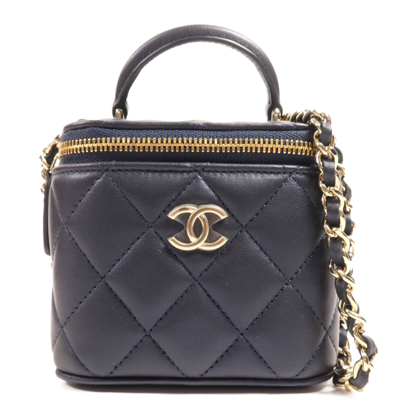 CHANEL 羊皮皮革Vanity Case金扣手挽肩背兩用袋