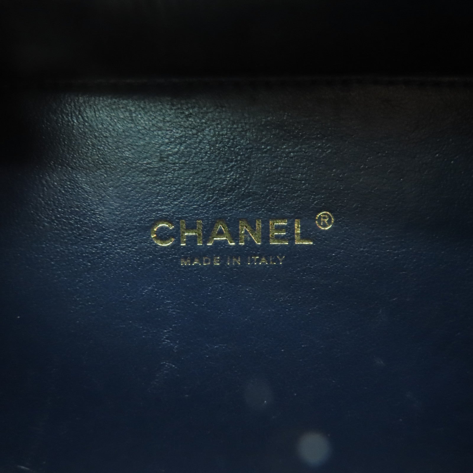 CHANEL **【激減優惠】菱格牛皮皮革Vanity Case金扣手挽肩背兩用袋藍色