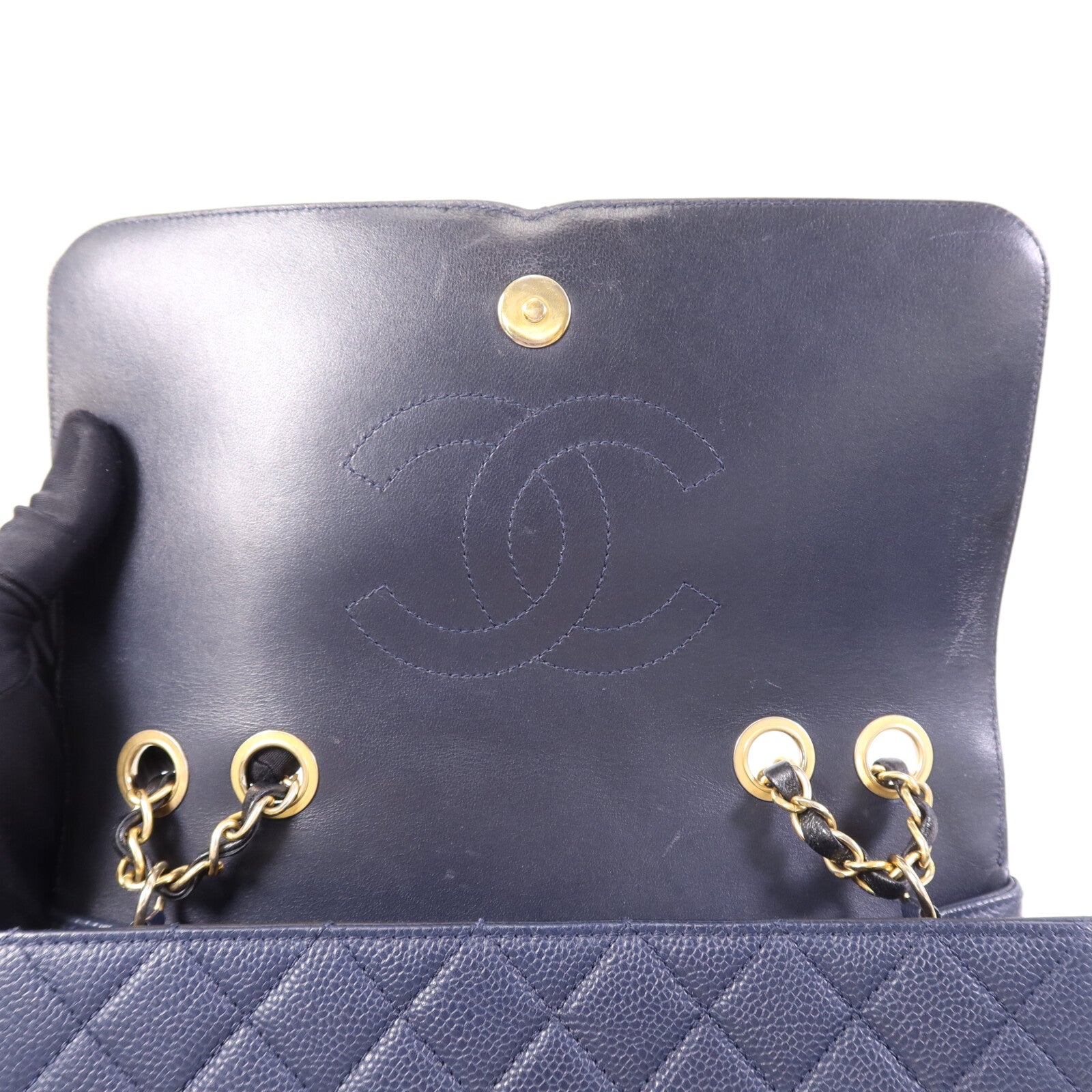 CHANEL 牛皮皮革Shoulder Bag金扣鏈帶肩背袋