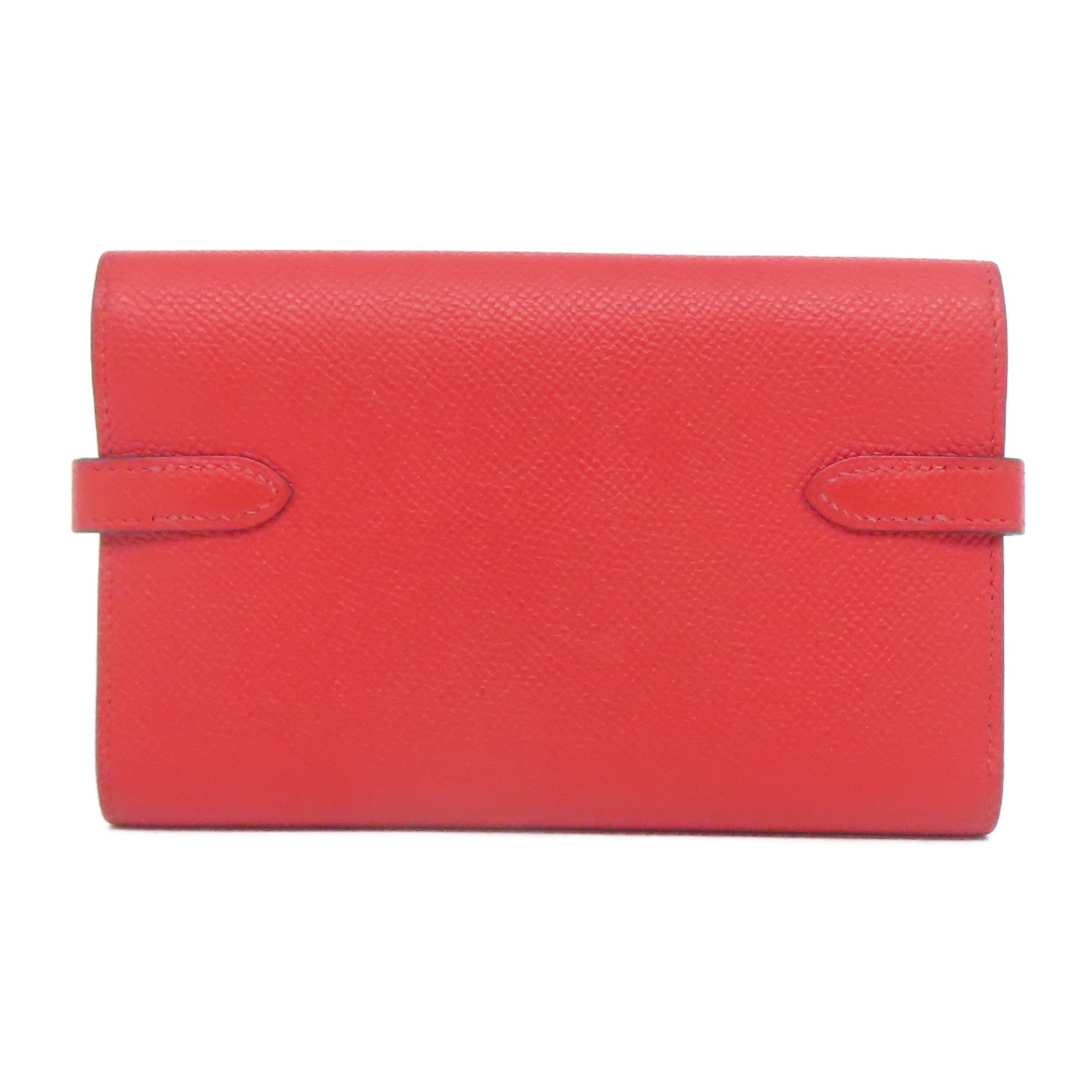 HERMES **【清倉大減價】Veau Epsom皮革Kelly Wallet金扣錢包紅色