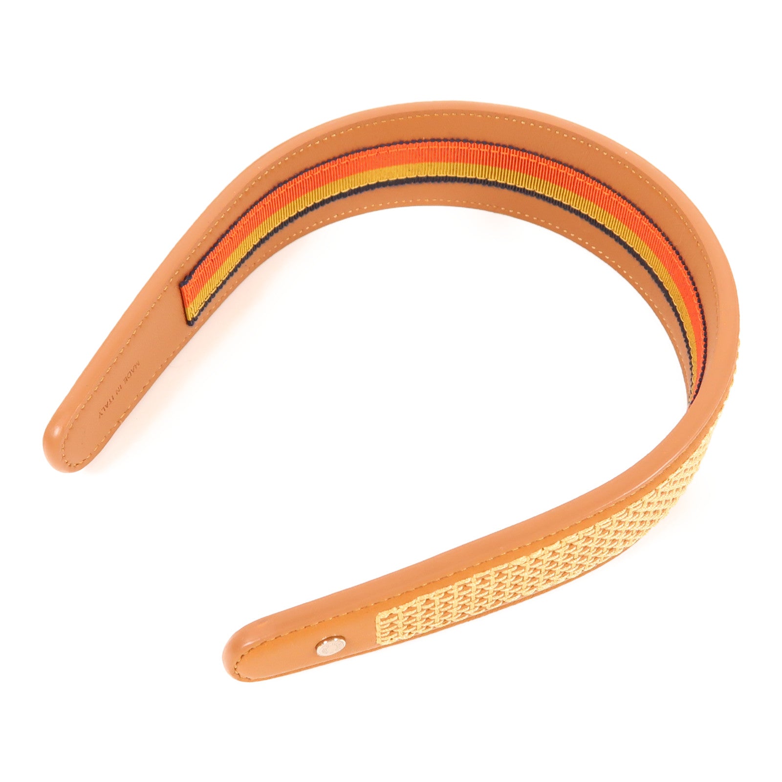 HERMES Swift皮革Serre TETE Elizabeth髮箍Gold棕色