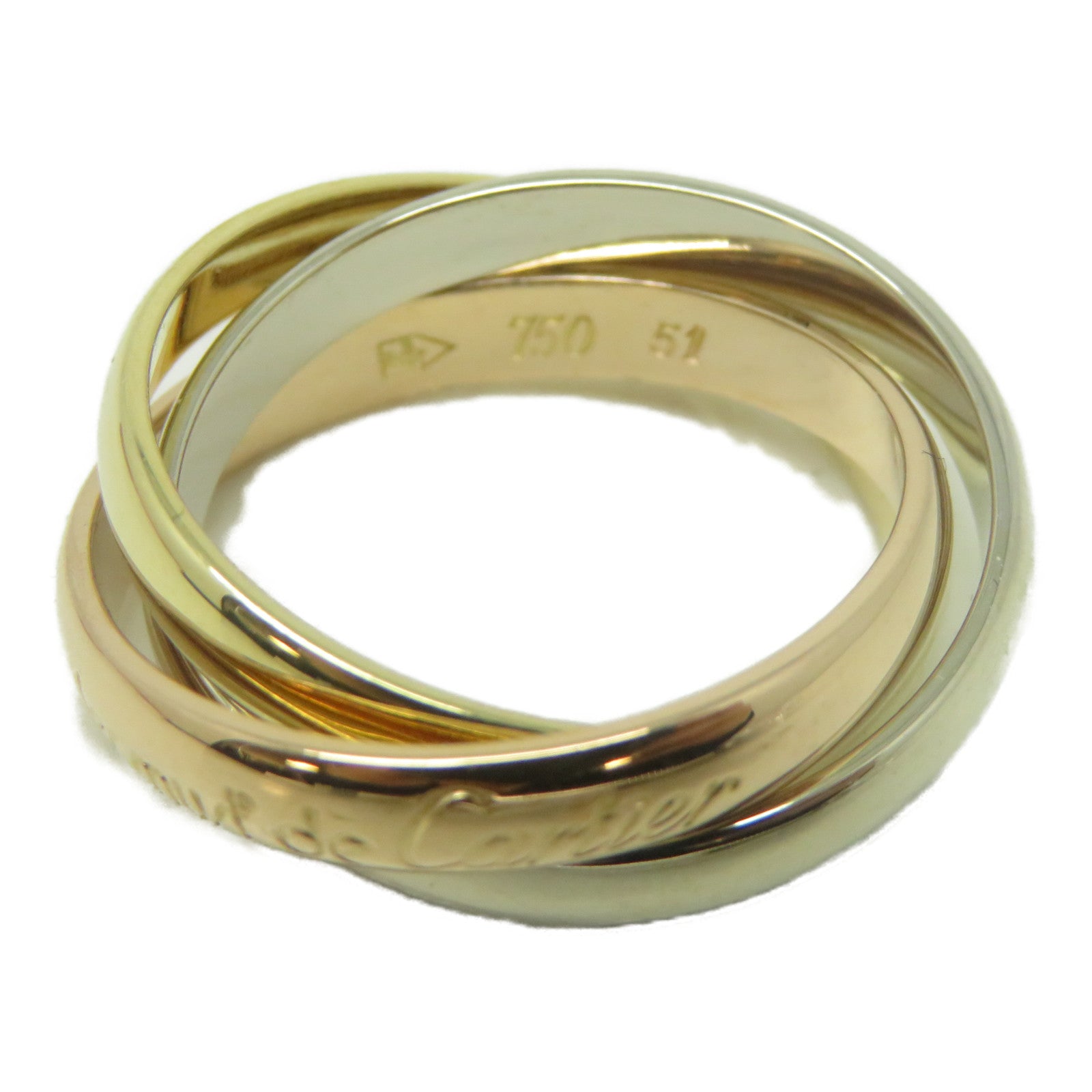 CARTIER 18K黃金/白金/玫瑰金Must De Trinity戒指Cartier#51/US#5.75