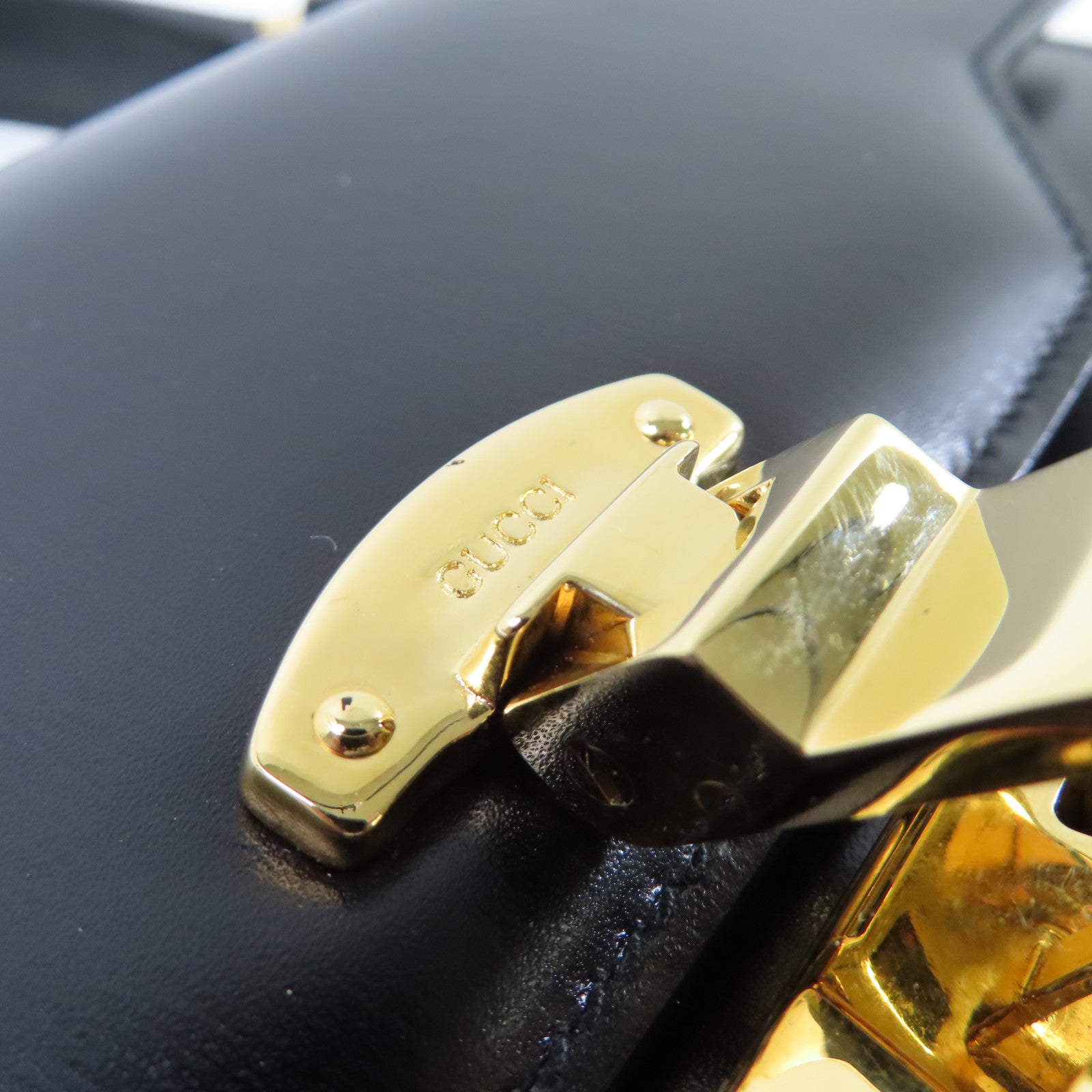 GUCCI 牛皮皮革Vintage Lady Lock Hand Bag金扣手挽袋黑色