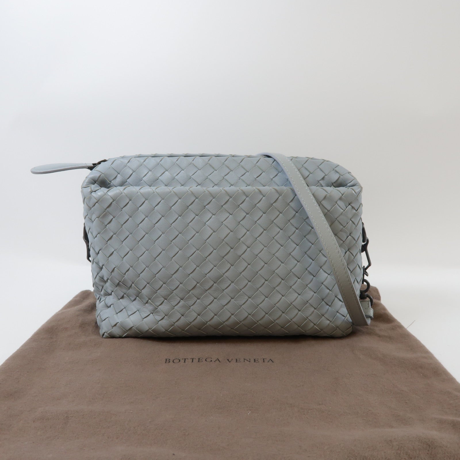 BOTTEGA VENETA 織紋羊皮皮革Shoulder Bag肩背袋藍色