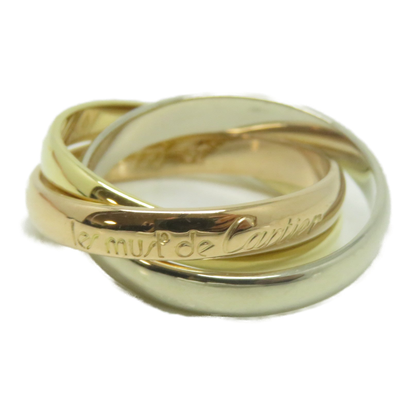CARTIER 18K黃金/白金/玫瑰金Must De Trinity戒指Cartier#51/US#5.75