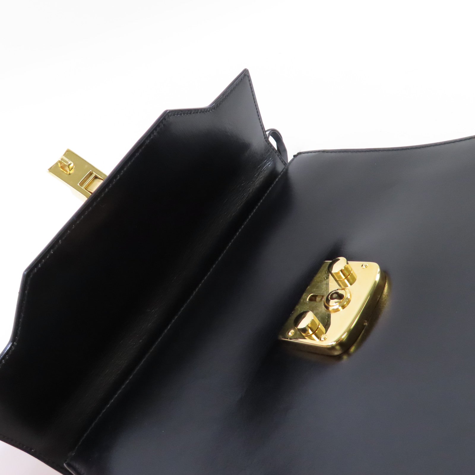GUCCI 牛皮皮革Vintage Lady Lock Hand Bag金扣手挽袋黑色