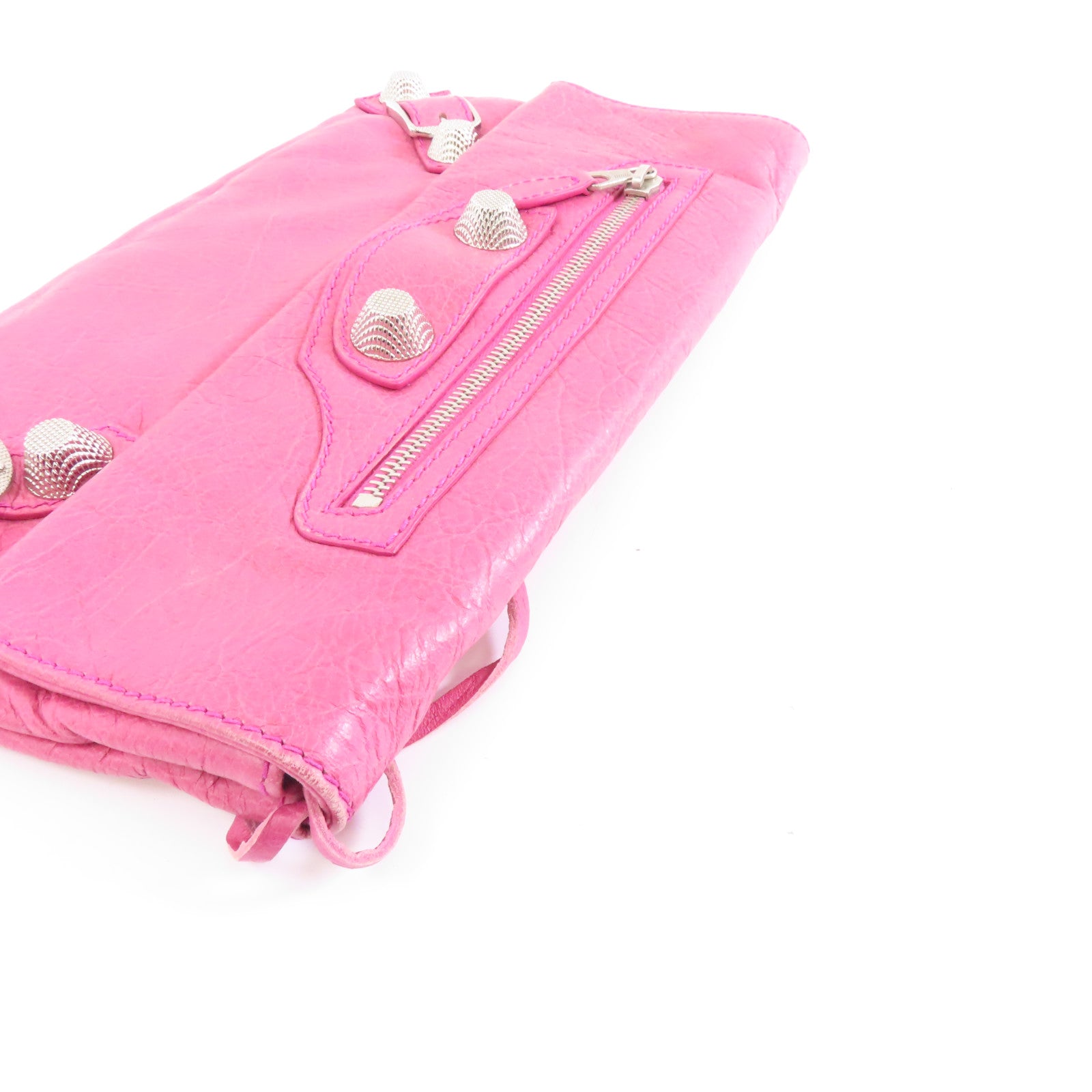 BALENCIAGA 牛皮皮革Clutch Bag銀扣手拿包粉紅色