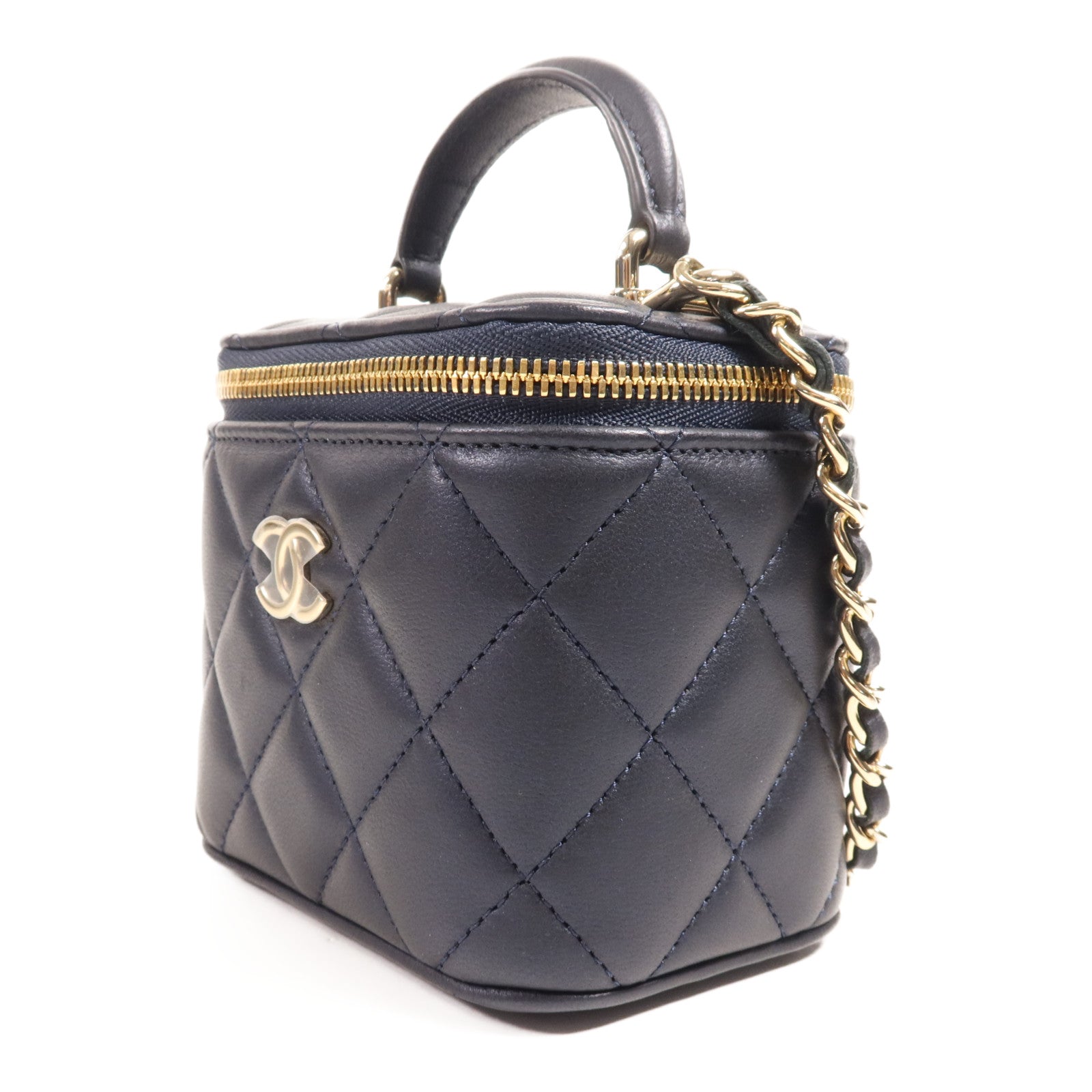 CHANEL 羊皮皮革Vanity Case金扣手挽肩背兩用袋