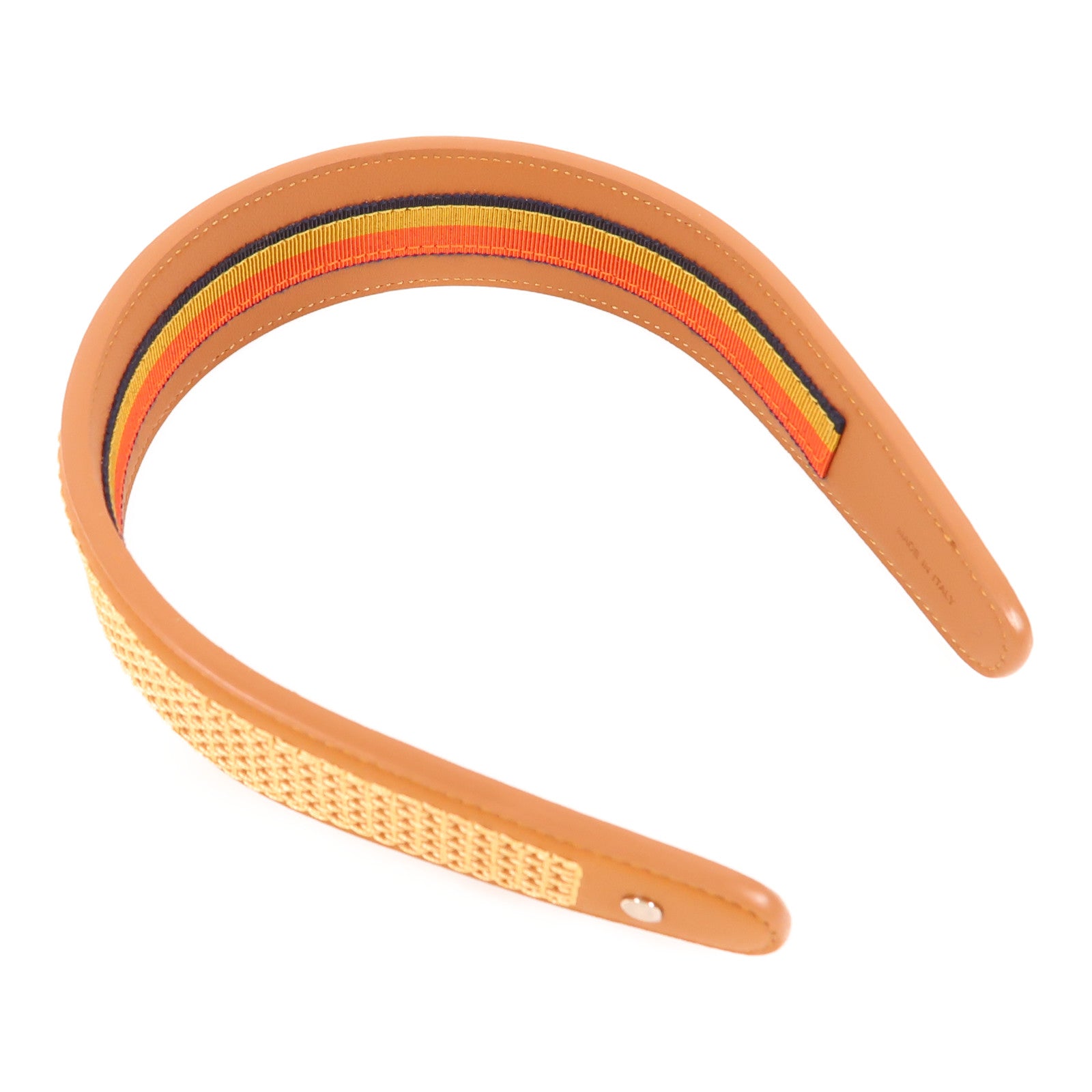 HERMES Swift皮革Serre TETE Elizabeth髮箍Gold棕色