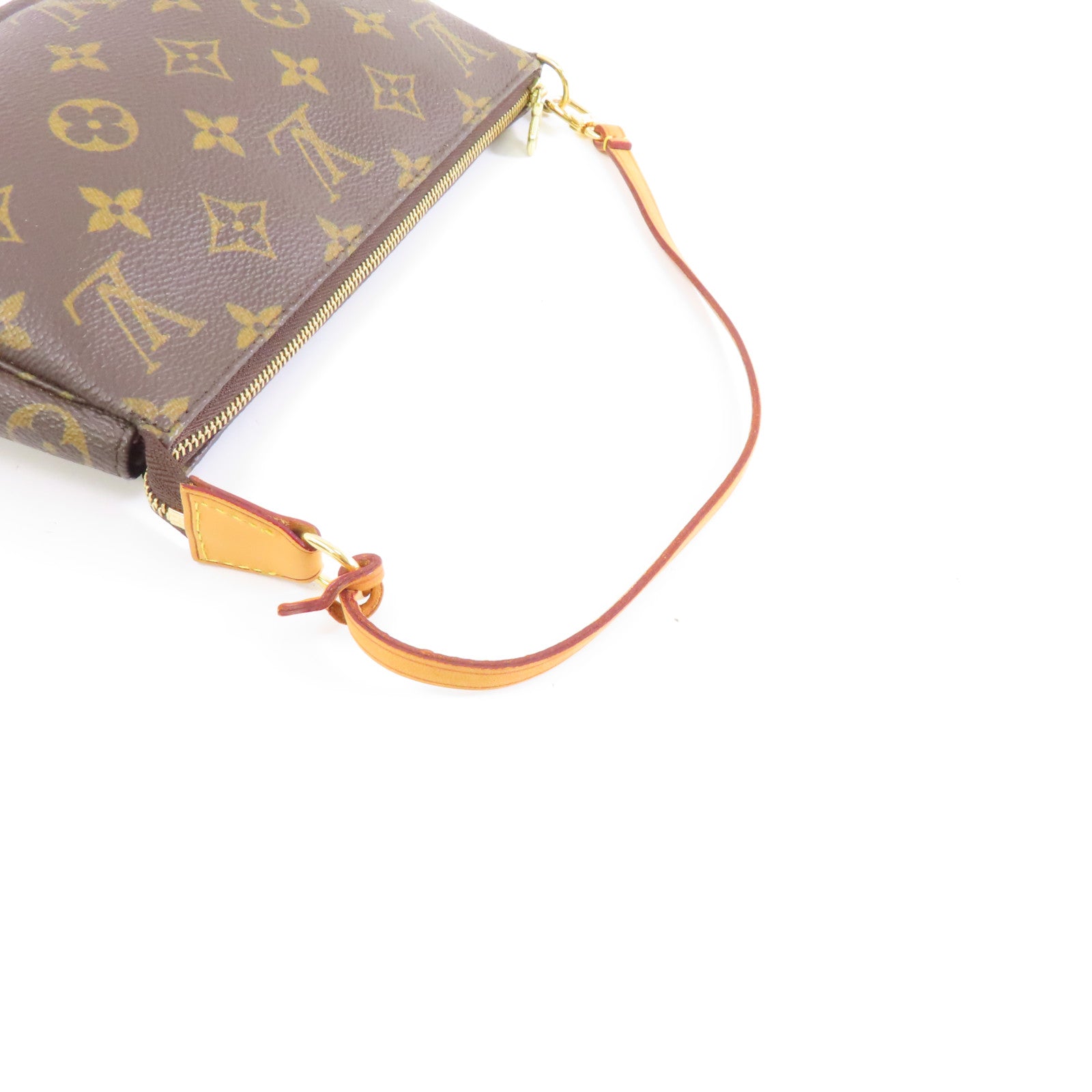 LOUIS VUITTON Monogram Pochette Accessoires金扣手挽袋啡色