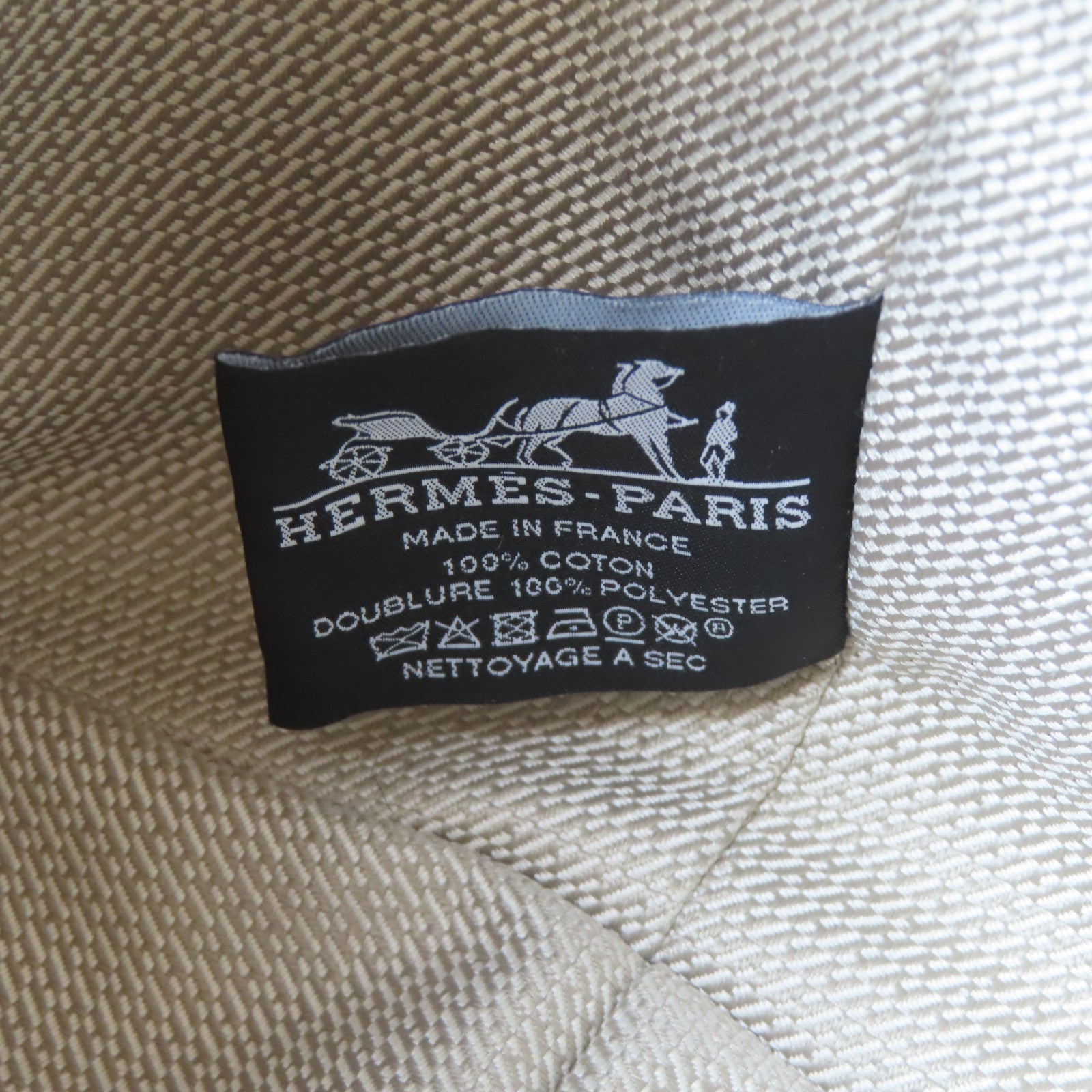 HERMES 帆布Bride A Brac GM銀扣手挽袋米色/黃色