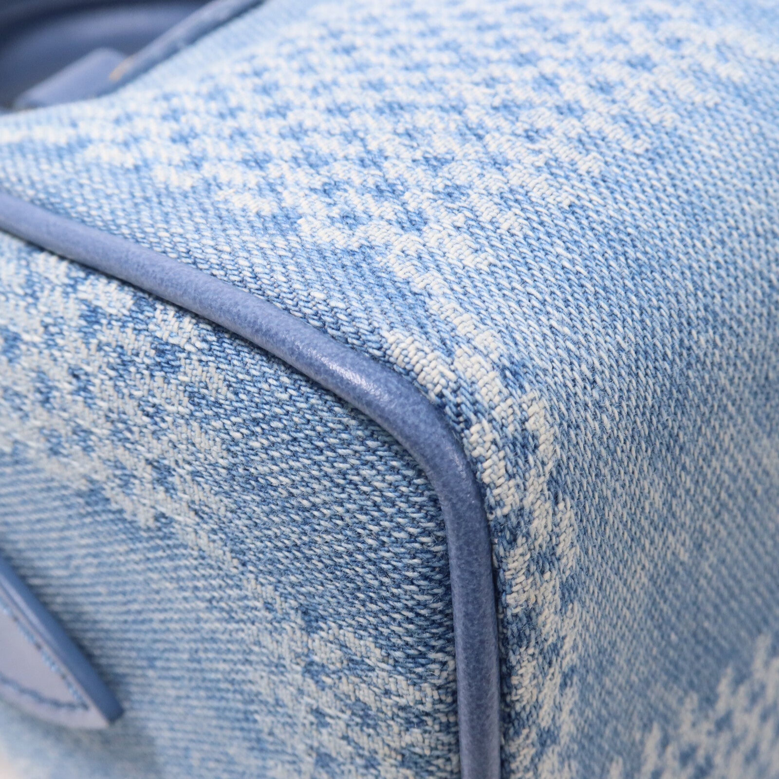 LOUIS VUITTON Damier Denim/牛皮皮革Speedy Bandouliere 18手挽肩背兩用袋