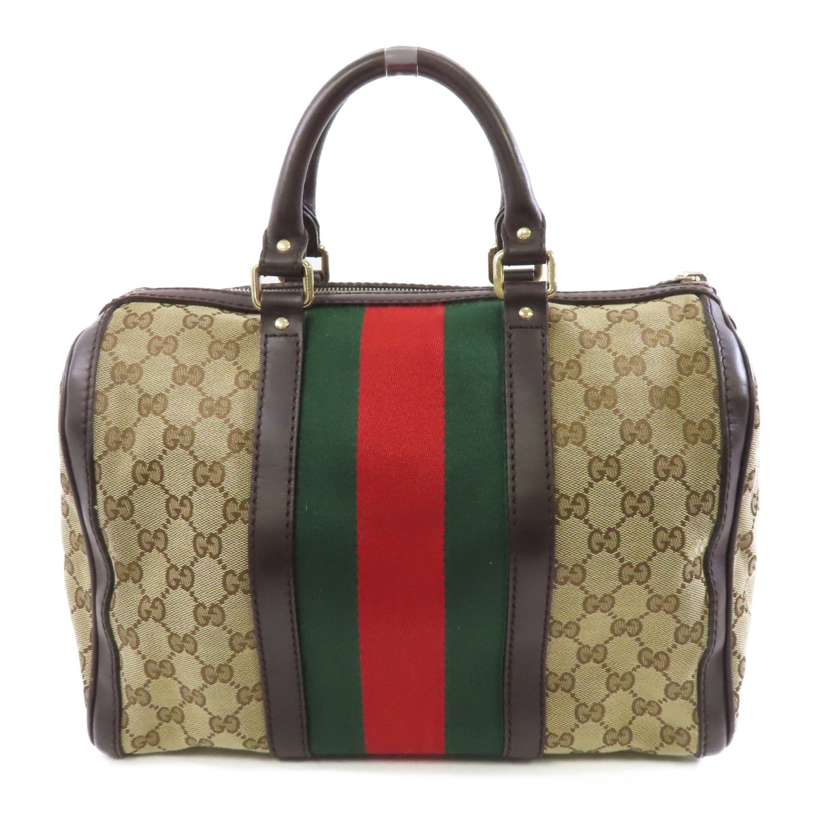 GUCCI 【激減優惠】帆布/皮革2 Way Boston Bag金扣手挽肩背兩用袋啡色