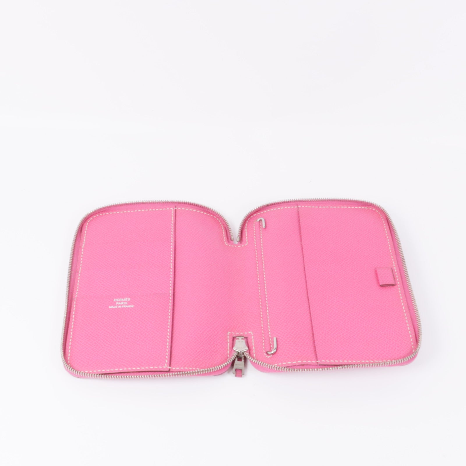 HERMES Epsom皮革Wallet銀扣錢包Rose Tyrien