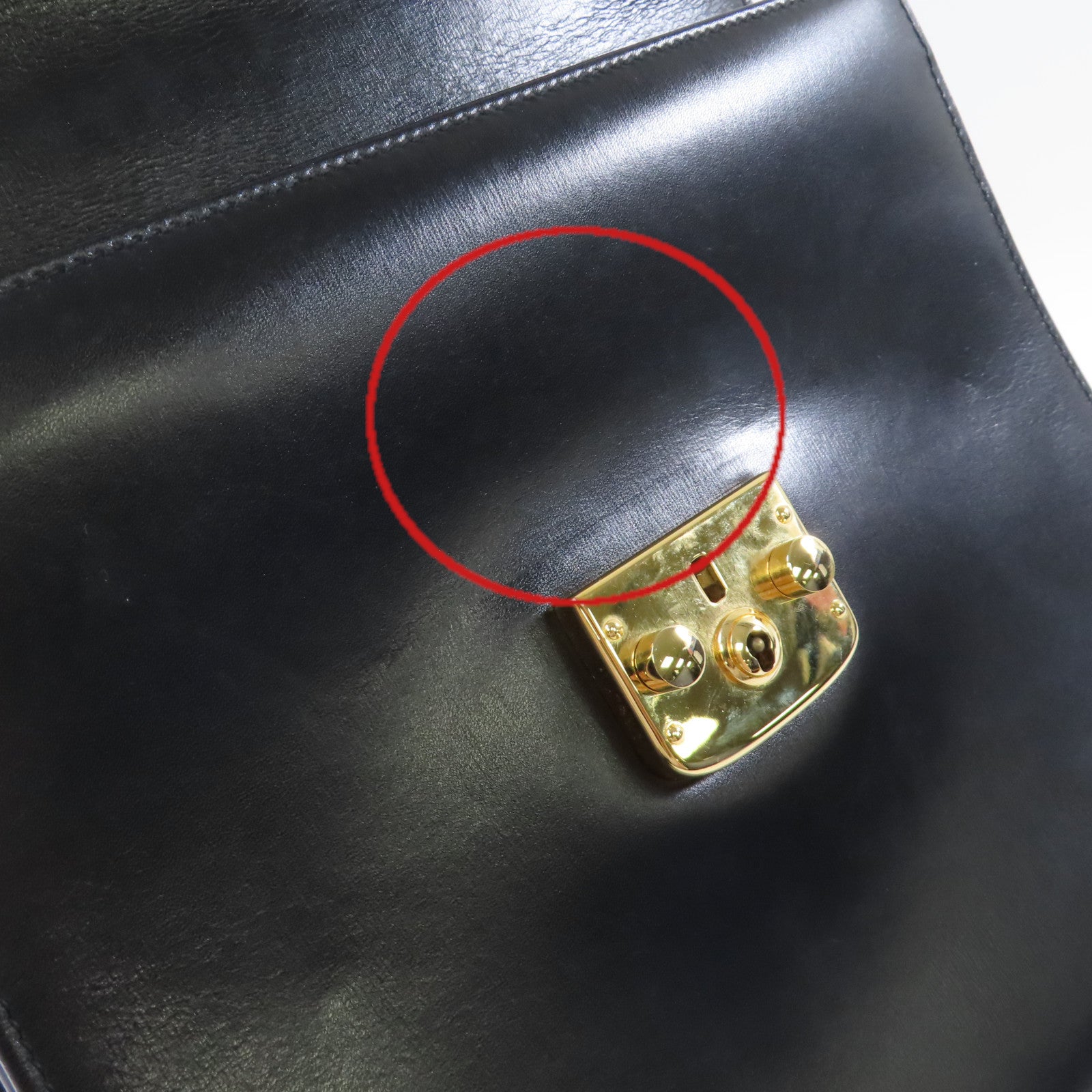 GUCCI 牛皮皮革Vintage Lady Lock Hand Bag金扣手挽袋黑色