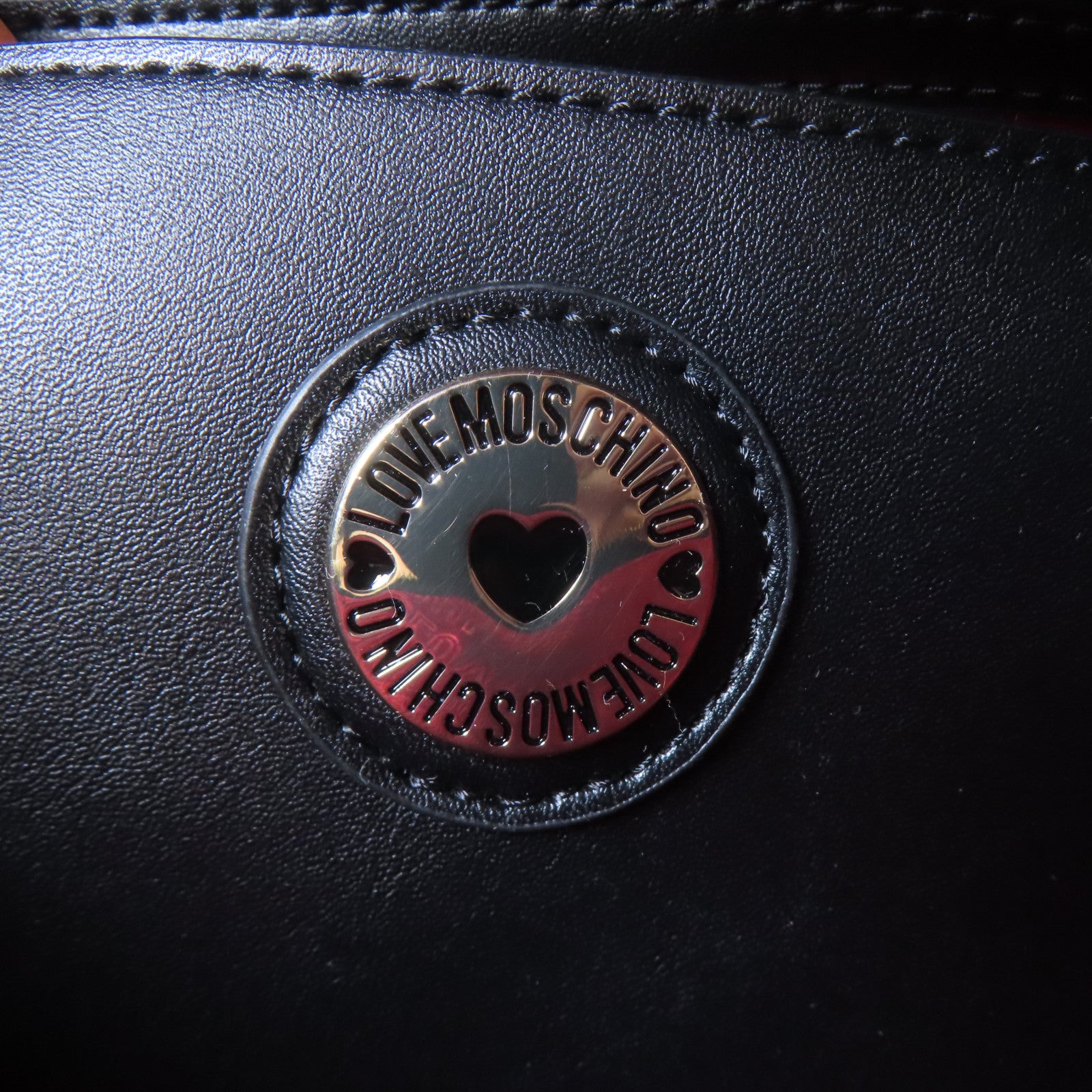 MOSCHINO 塗層帆布2 Way Shoulder金扣手挽肩背兩用袋黑色