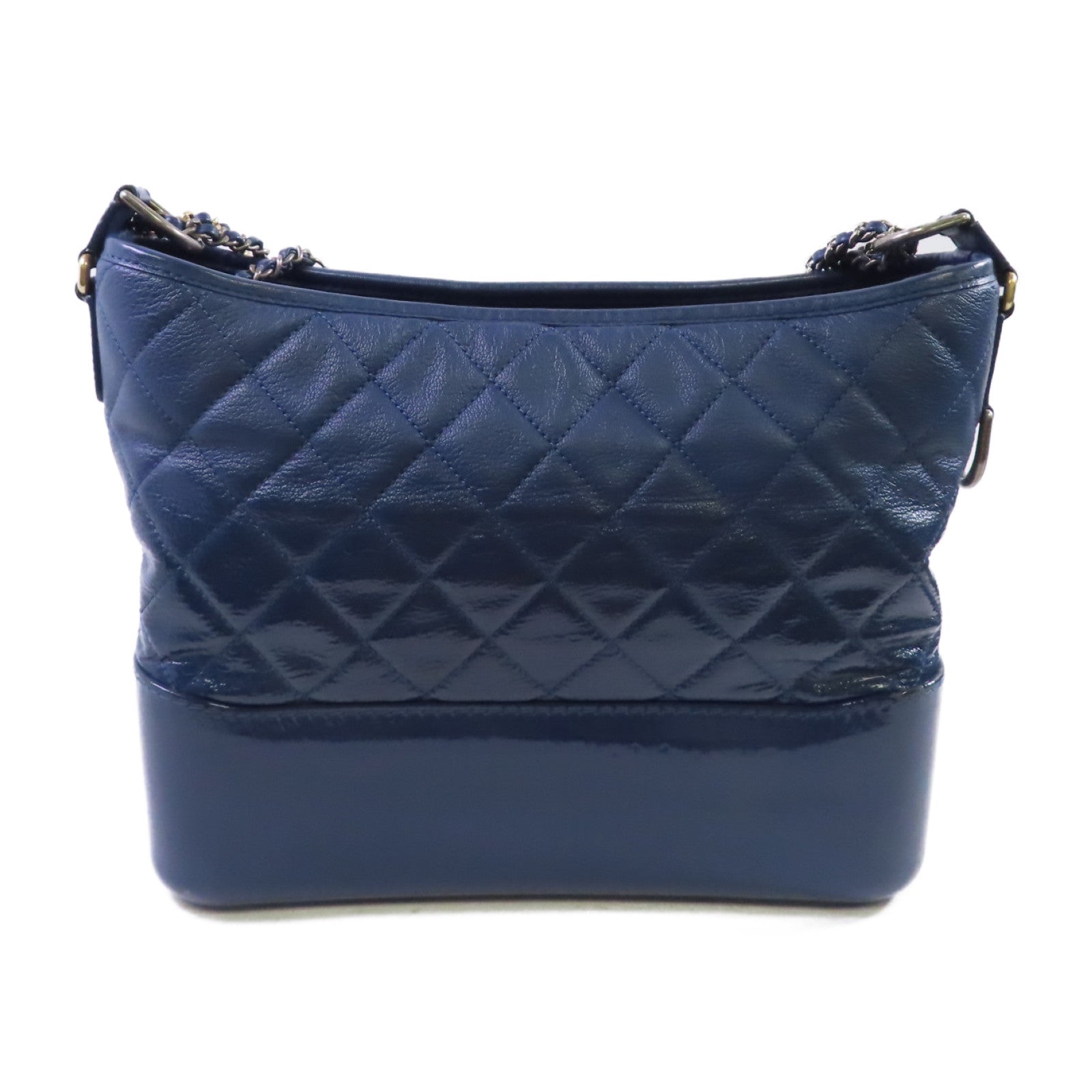 CHANEL 【激減優惠】菱格羊皮皮革Gabrielle MM Chain Shoulder Bag金扣鏈帶肩背袋藍色