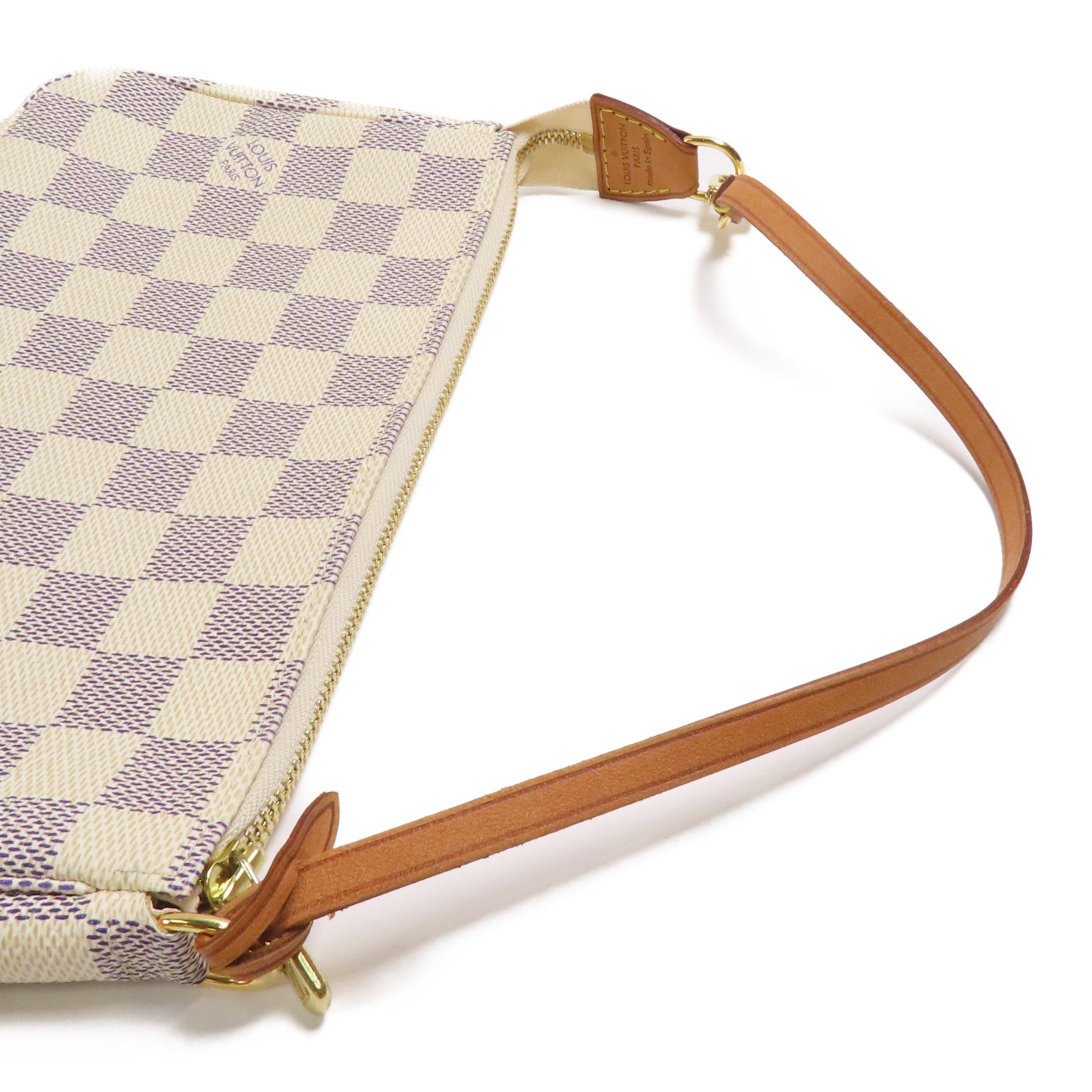 LOUIS VUITTON Damier Azur Pochette Accessooires金扣手挽袋