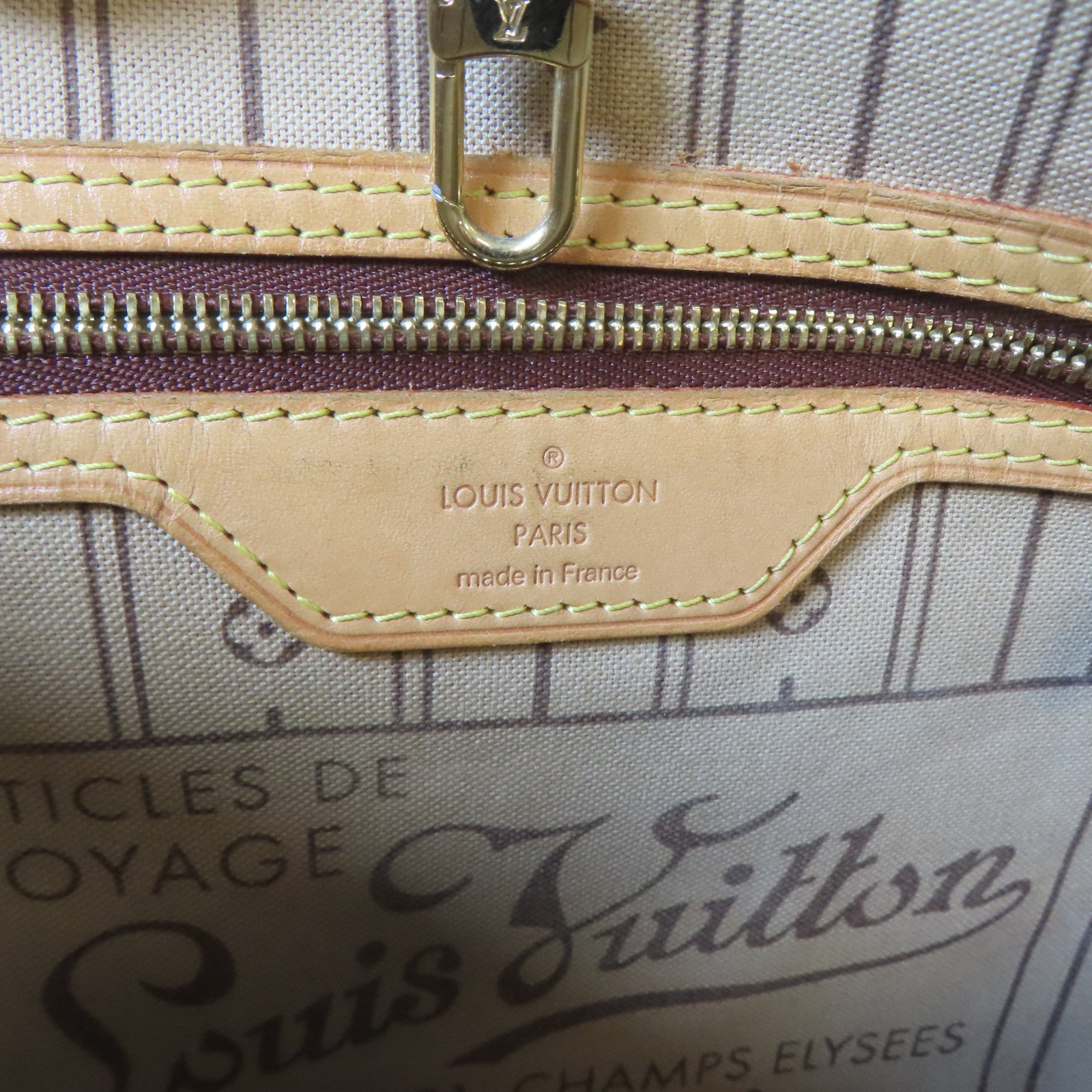 LOUIS VUITTON Monogram Neverfull PM金扣手挽袋啡色