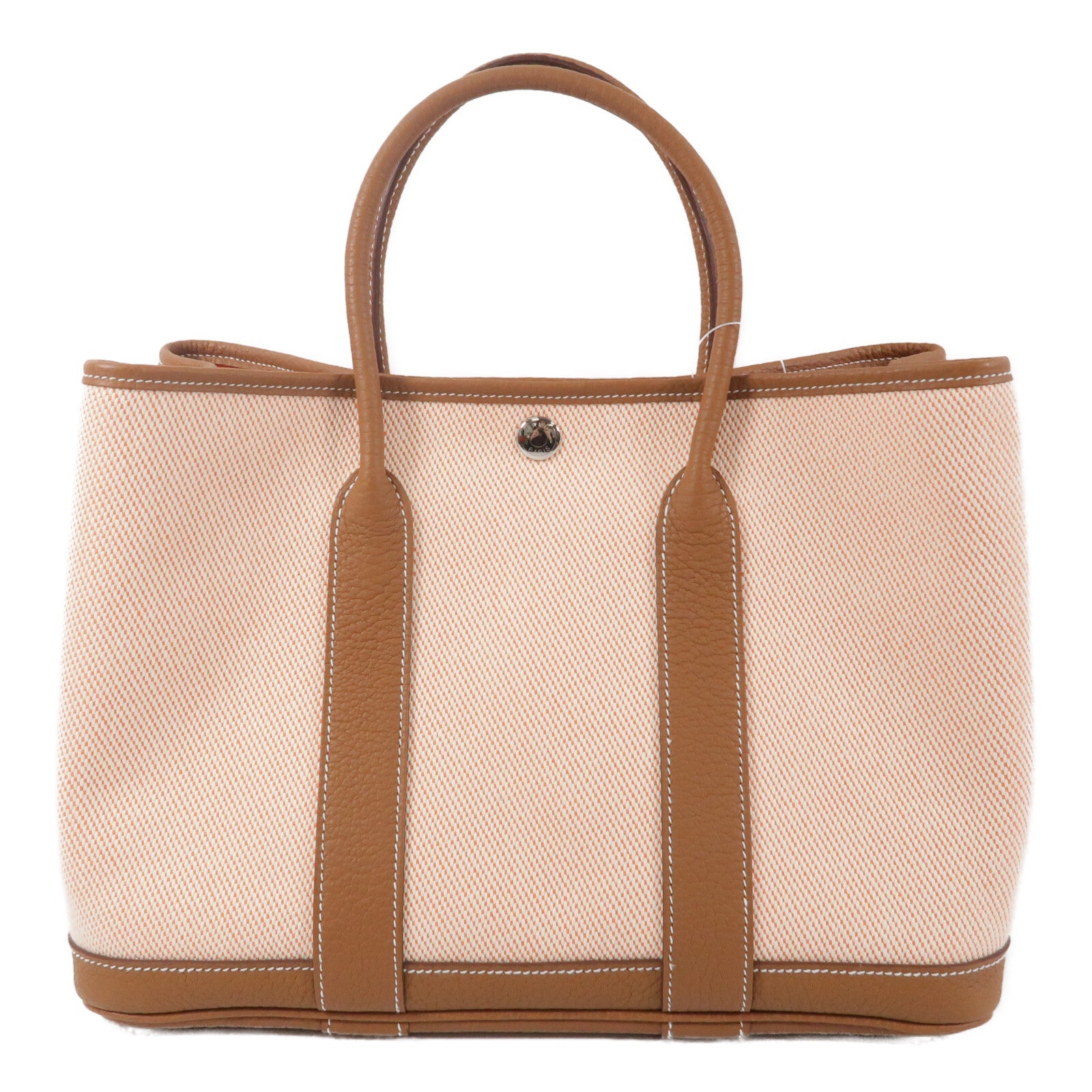 HERMES Negonda皮革/帆布Garden Party TPM手挽袋Gold/Orange Poppy