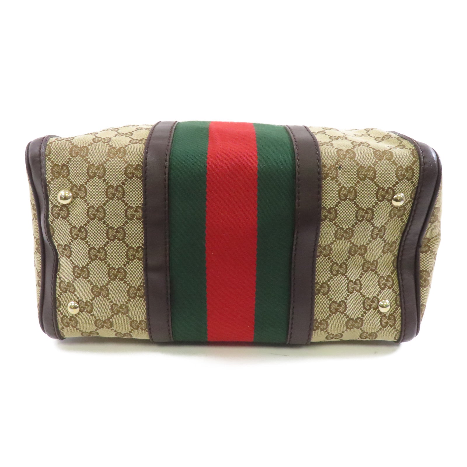 GUCCI 【激減優惠】帆布/皮革2 Way Boston Bag金扣手挽肩背兩用袋啡色