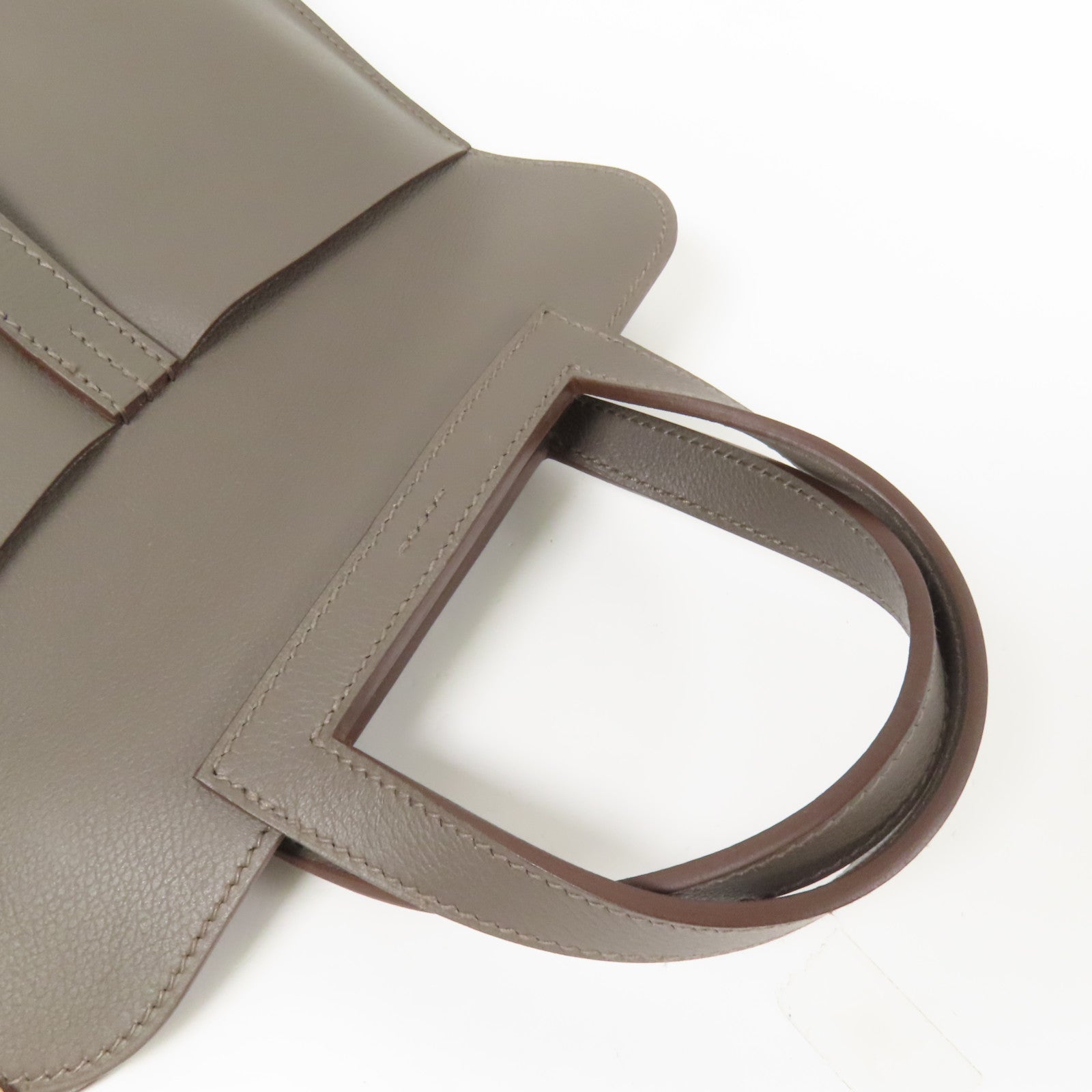 HERMES Evercolor皮革Halzan 25金扣手挽肩背兩用袋Etain