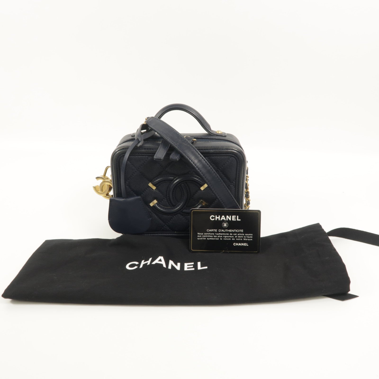 CHANEL 牛皮皮革Vanty Case Small鏈帶肩背袋