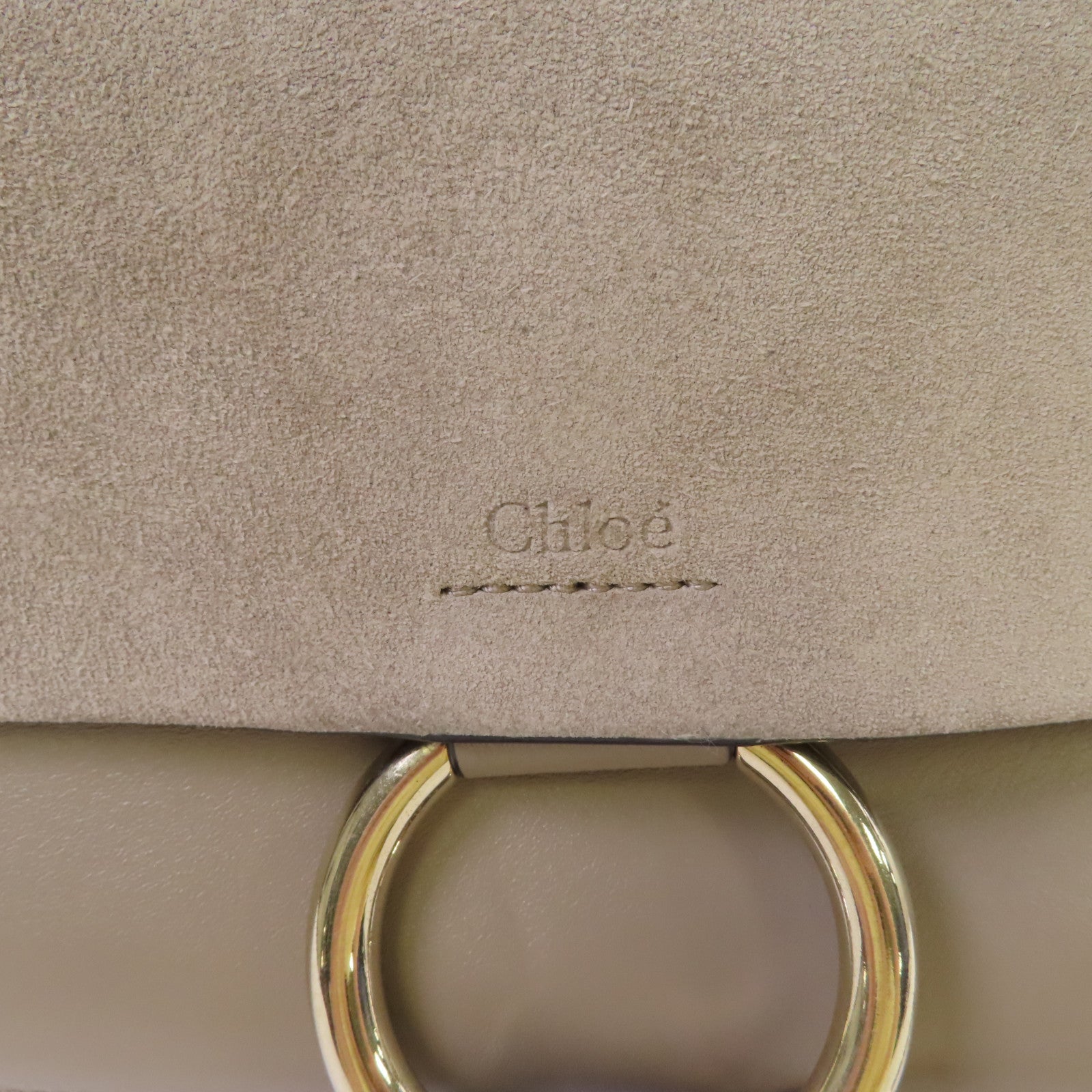 Chloe 牛皮皮革/麂皮皮革Faye Small Bag Shoulder Bag金扣鏈帶肩背袋灰色