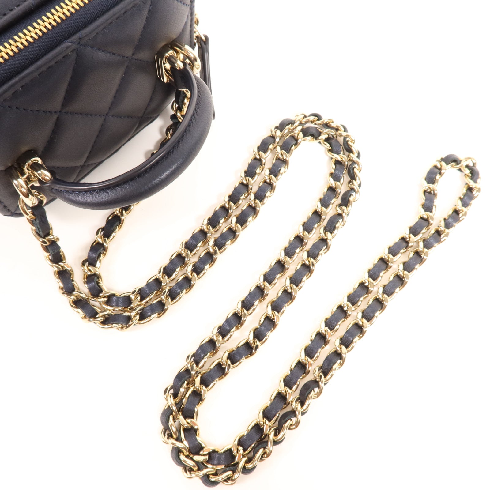 CHANEL 羊皮皮革Vanity Case金扣手挽肩背兩用袋