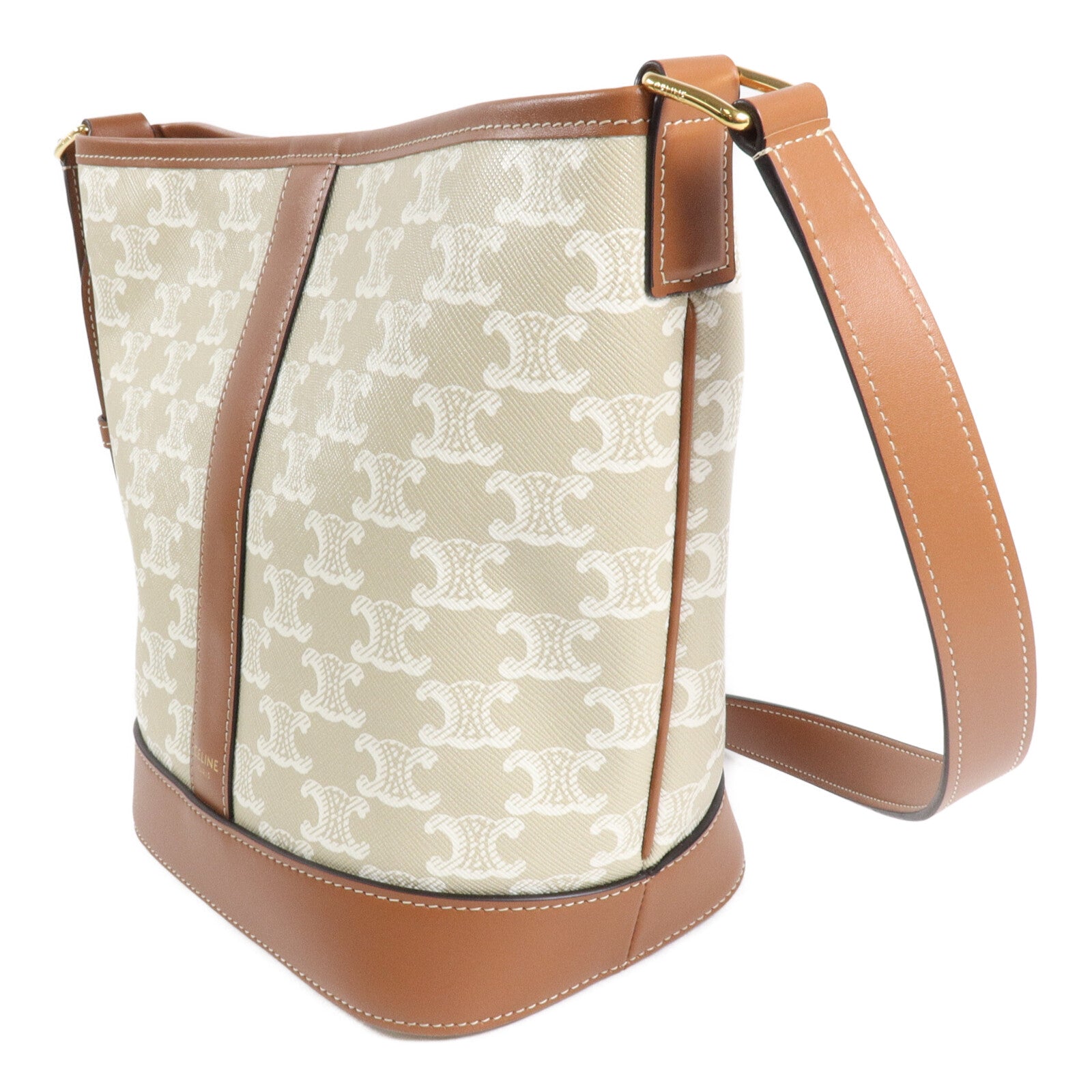 CELINE 塗層帆布Triomphe Small Bucket Bag肩背袋