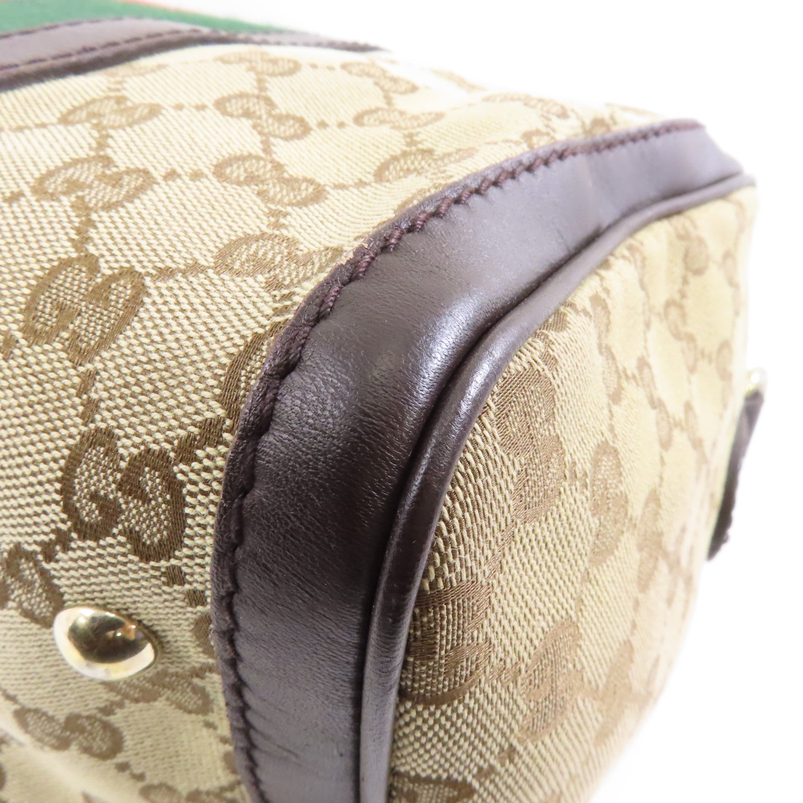 GUCCI 【激減優惠】帆布/皮革2 Way Boston Bag金扣手挽肩背兩用袋啡色