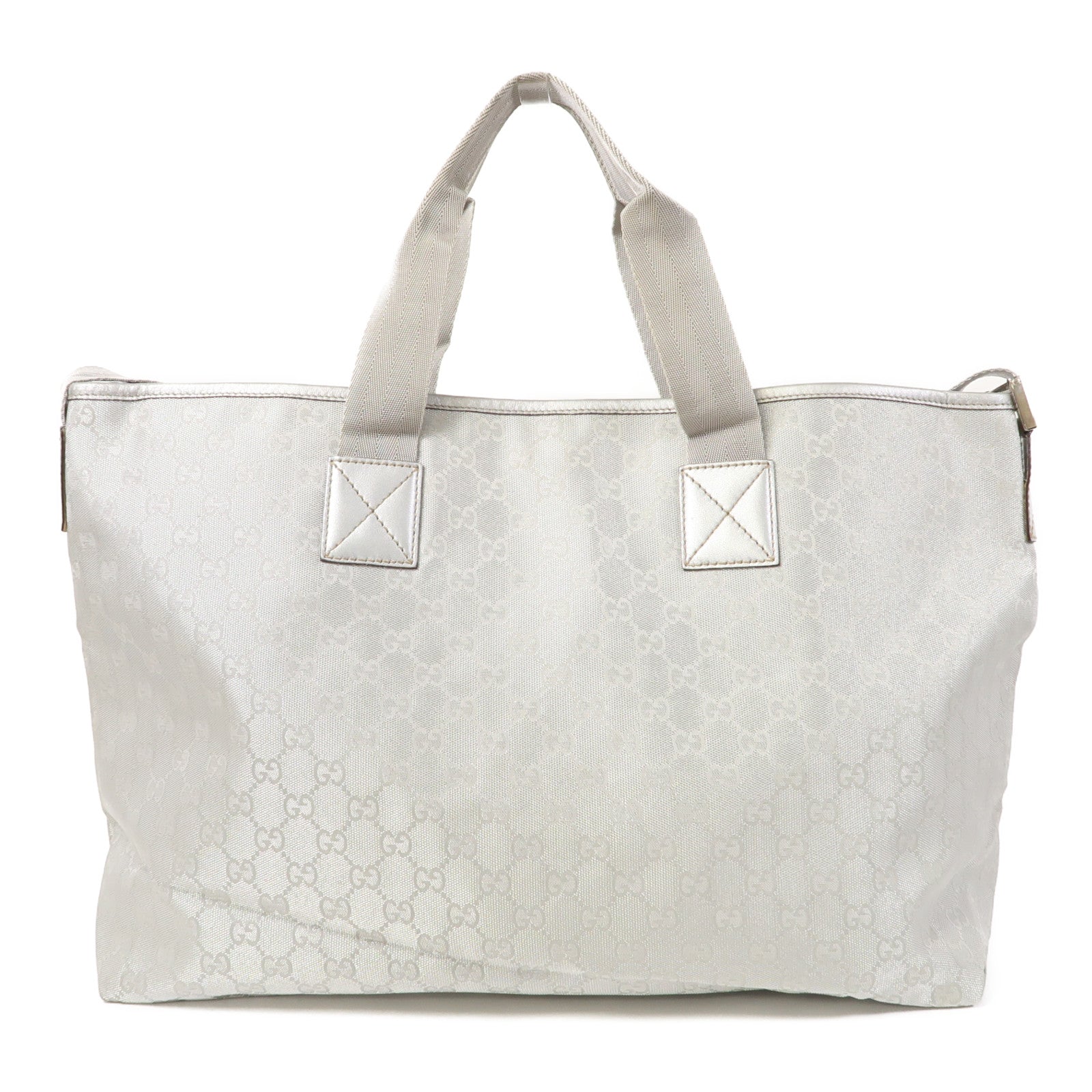 GUCCI 【清倉大減價】GG帆布2 Way Tote Bag銀扣手挽肩背兩用袋銀色