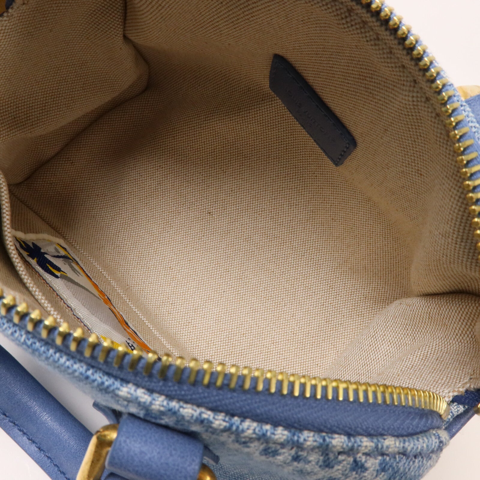 LOUIS VUITTON Damier Denim/牛皮皮革Speedy Bandouliere 18手挽肩背兩用袋