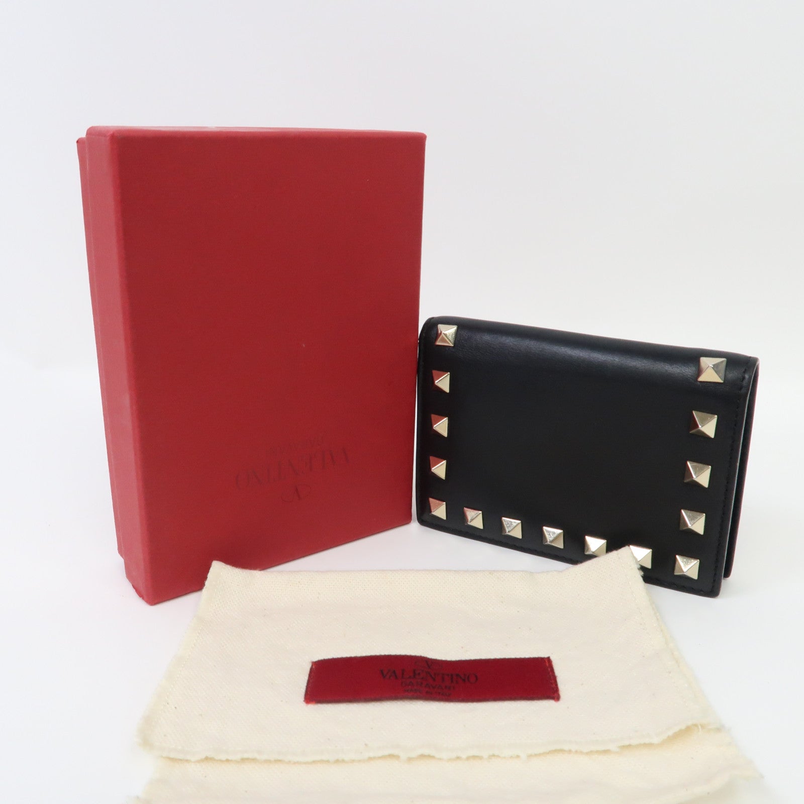 Valentino 牛皮皮革Rockstud Wallet錢包黑色